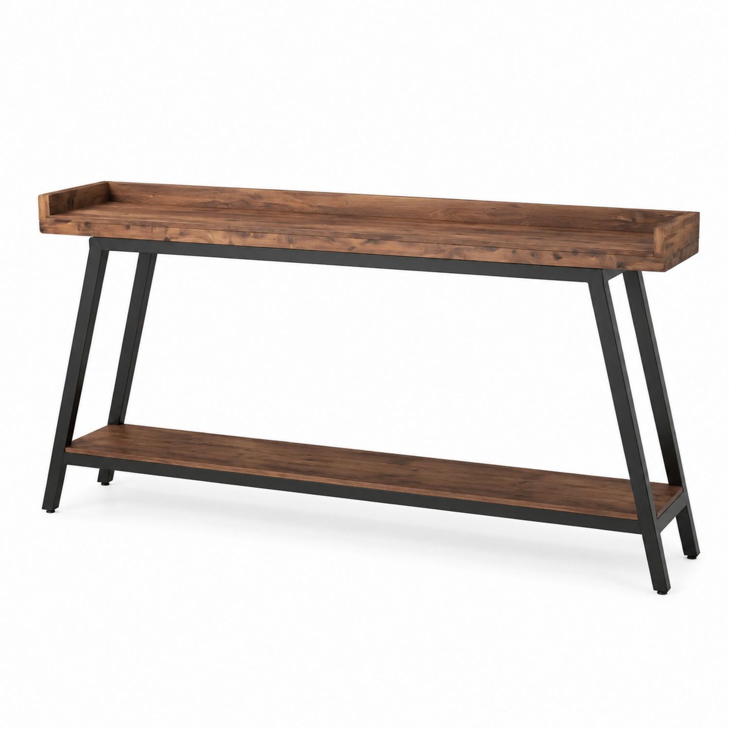 Console en bois et métal 120x35x80 cm Marron/Noir