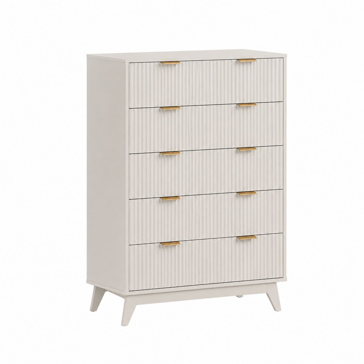 Commode en bois avec poignées dorées et 5 tiroirs