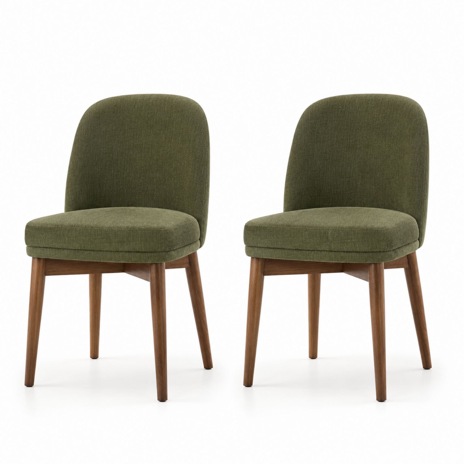 Lot de 2 chaises tissu polyester vert olive pieds bois