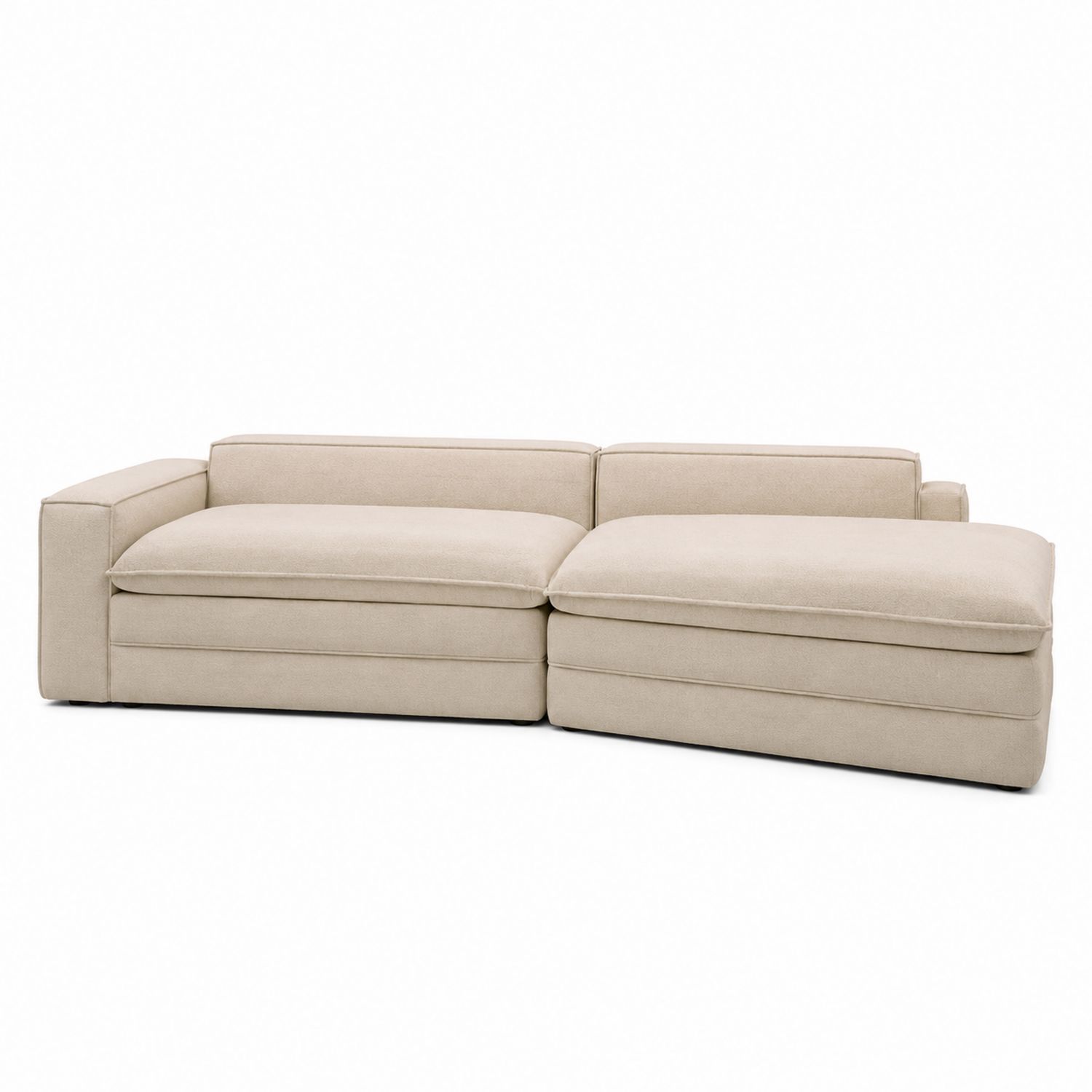 Canapé d'angle en tissu polyester beige 300x150x60 cm