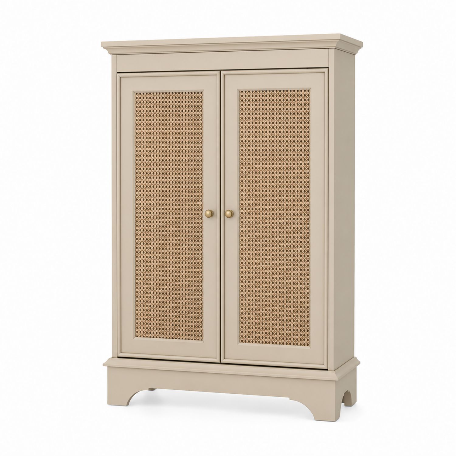 Armoire en Bois et Rotin 180x90x50 cm Crème