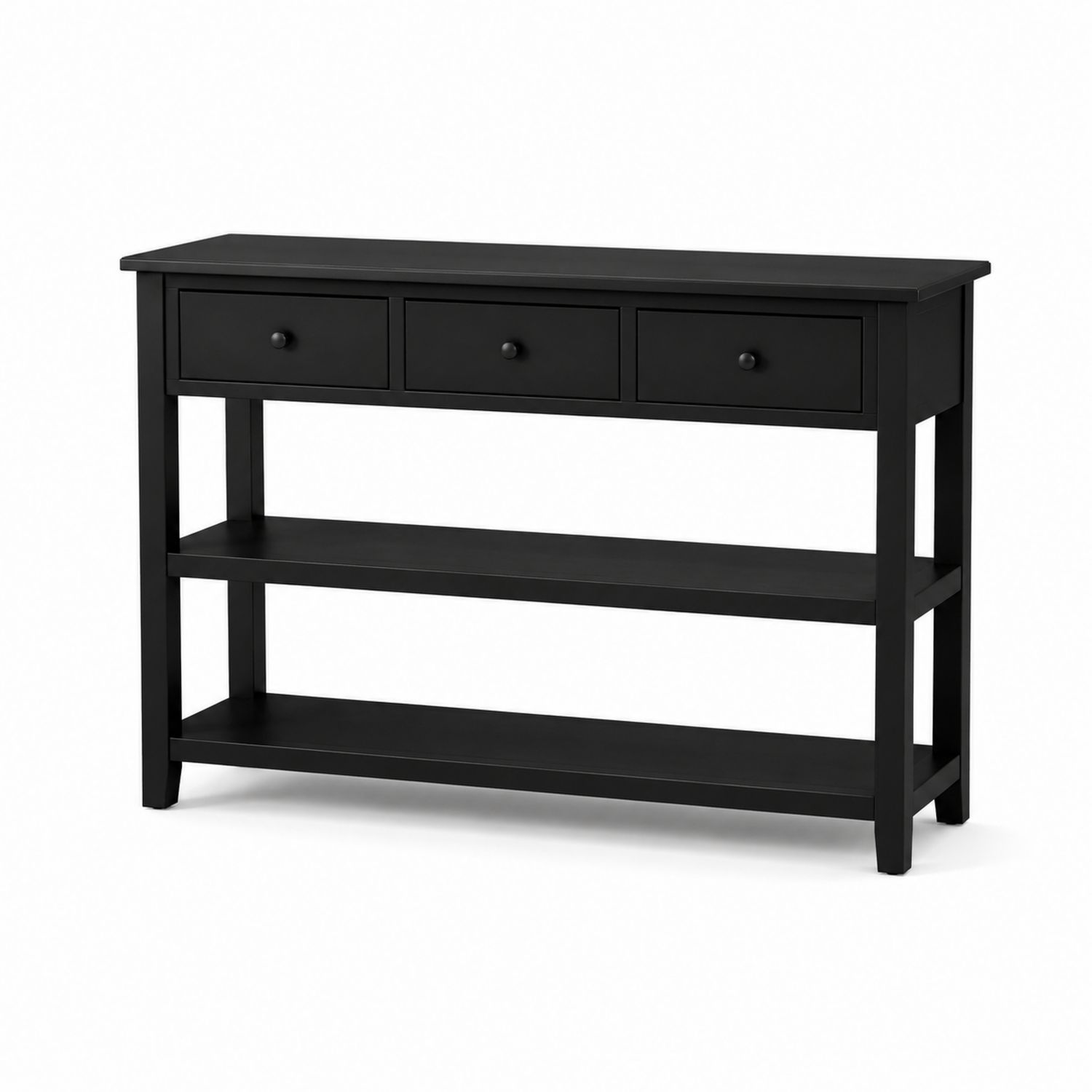 Console en bois massif noir avec tiroirs 120x40x80 cm