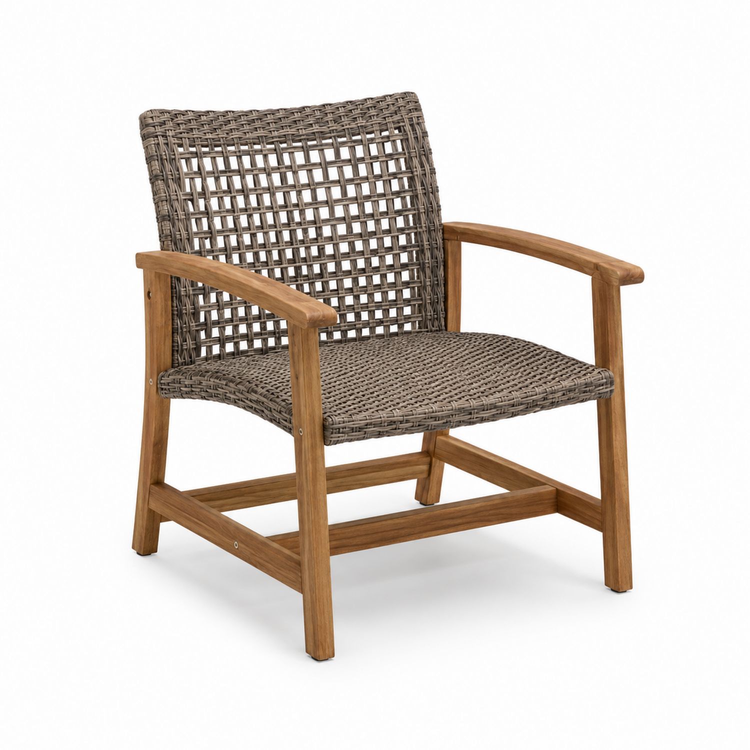 Chaise en teck et résine tressée Marron/Beige