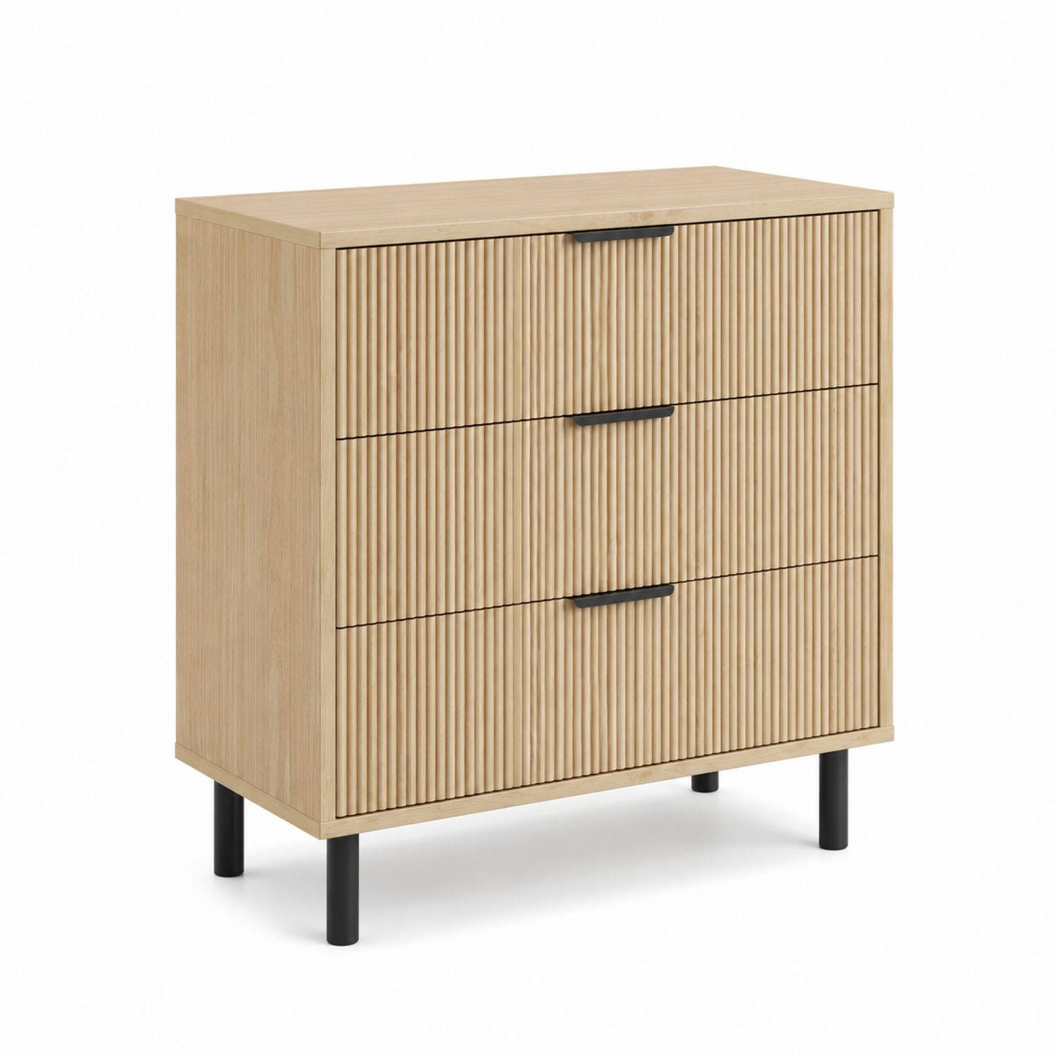 Commode en bois avec trois tiroirs 80x40x100 cm Chêne clair
