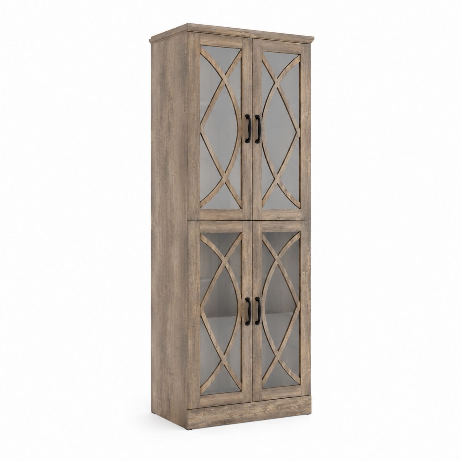 Bibliothèque en bois avec portes vitrées 180x80x40 cm