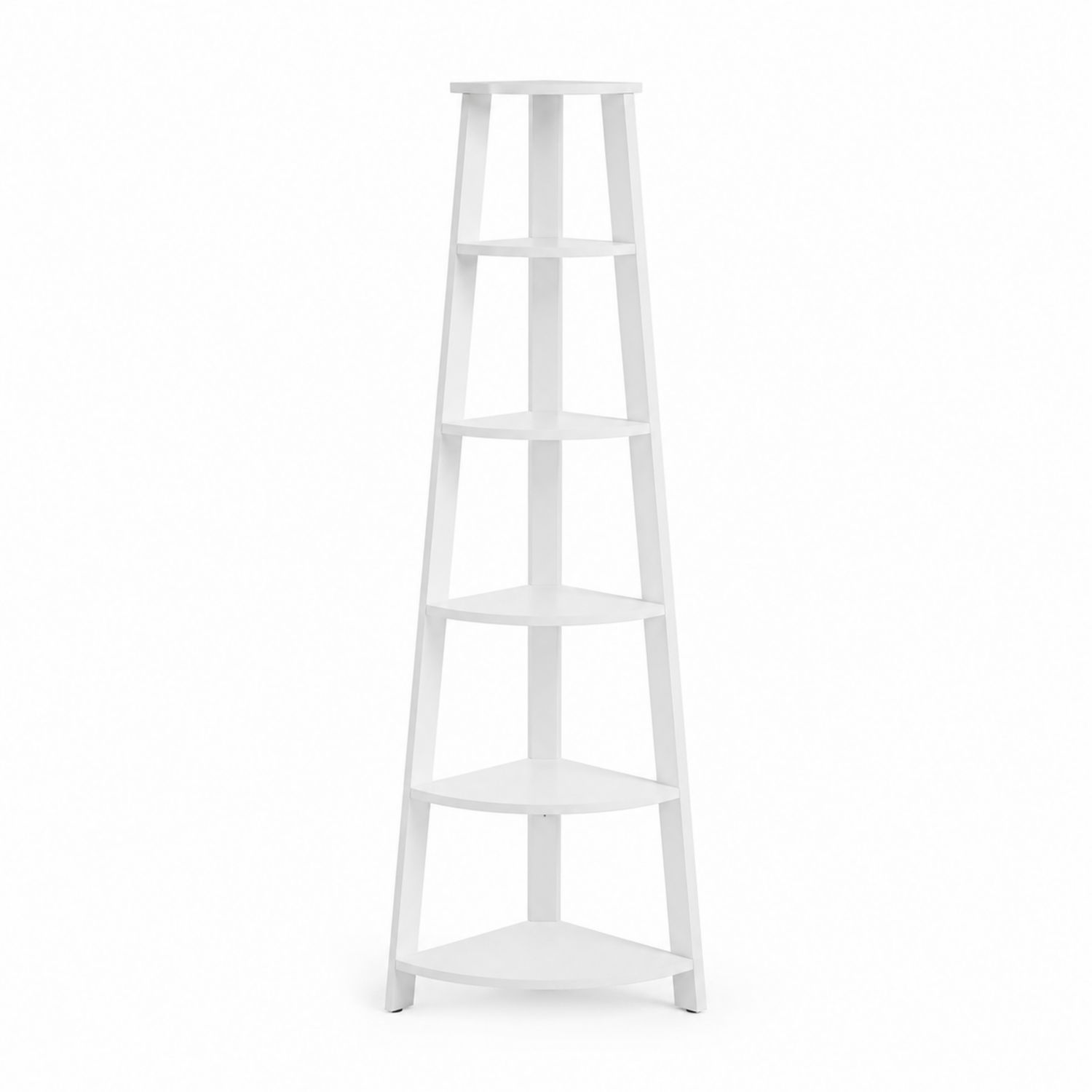 Étagère d'angle en bois MDF blanche à 5 niveaux