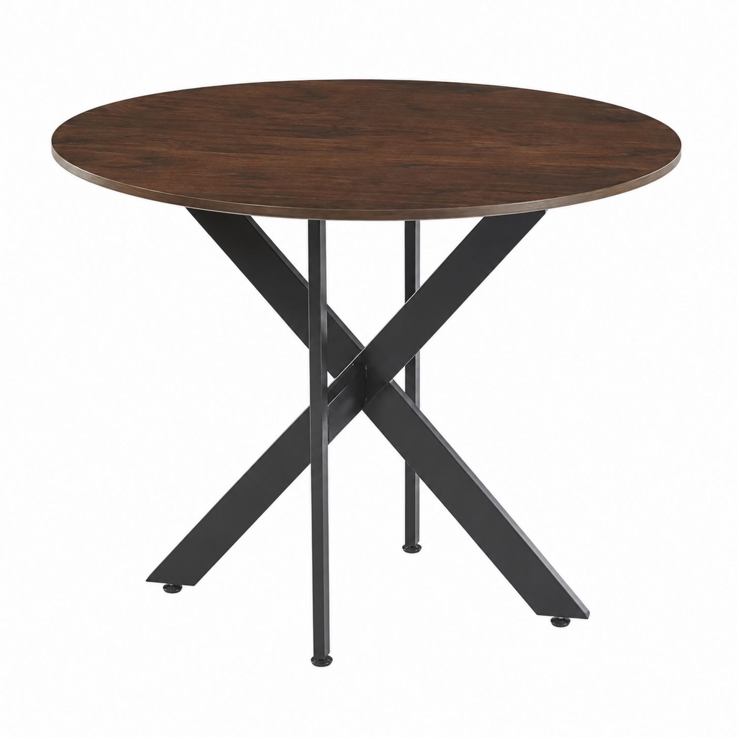 Table ronde en bois et métal noir, diamètre 100 cm