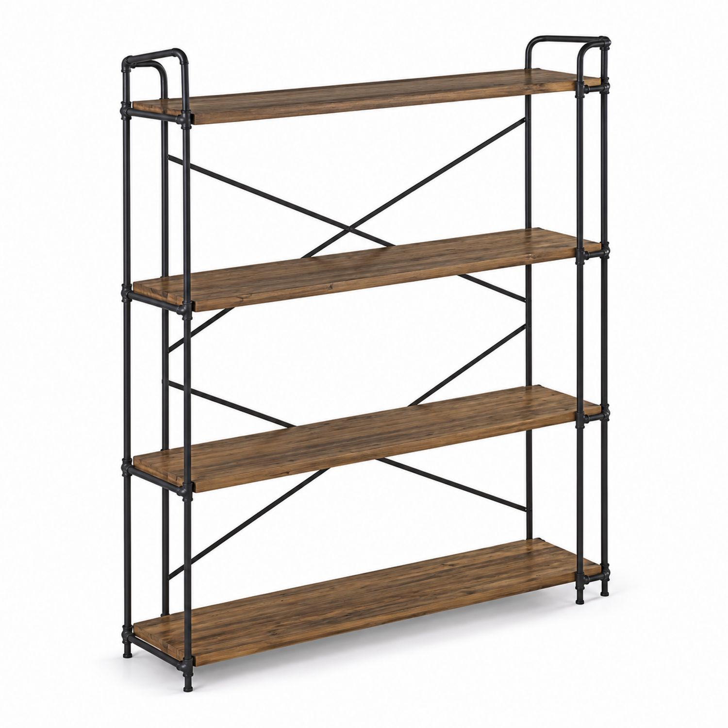 Étagère en Bois d'Acacia et Métal Noir à 5 Niveaux