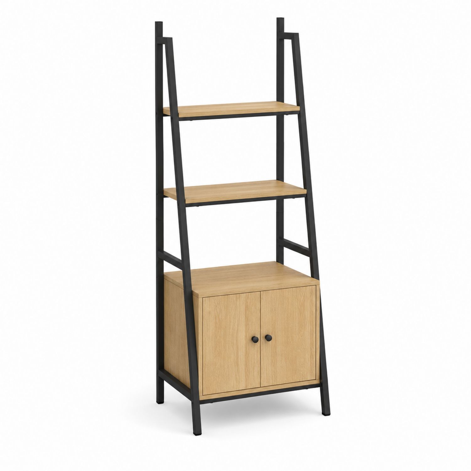 Étagère avec Placard en Bois et Métal Noir
