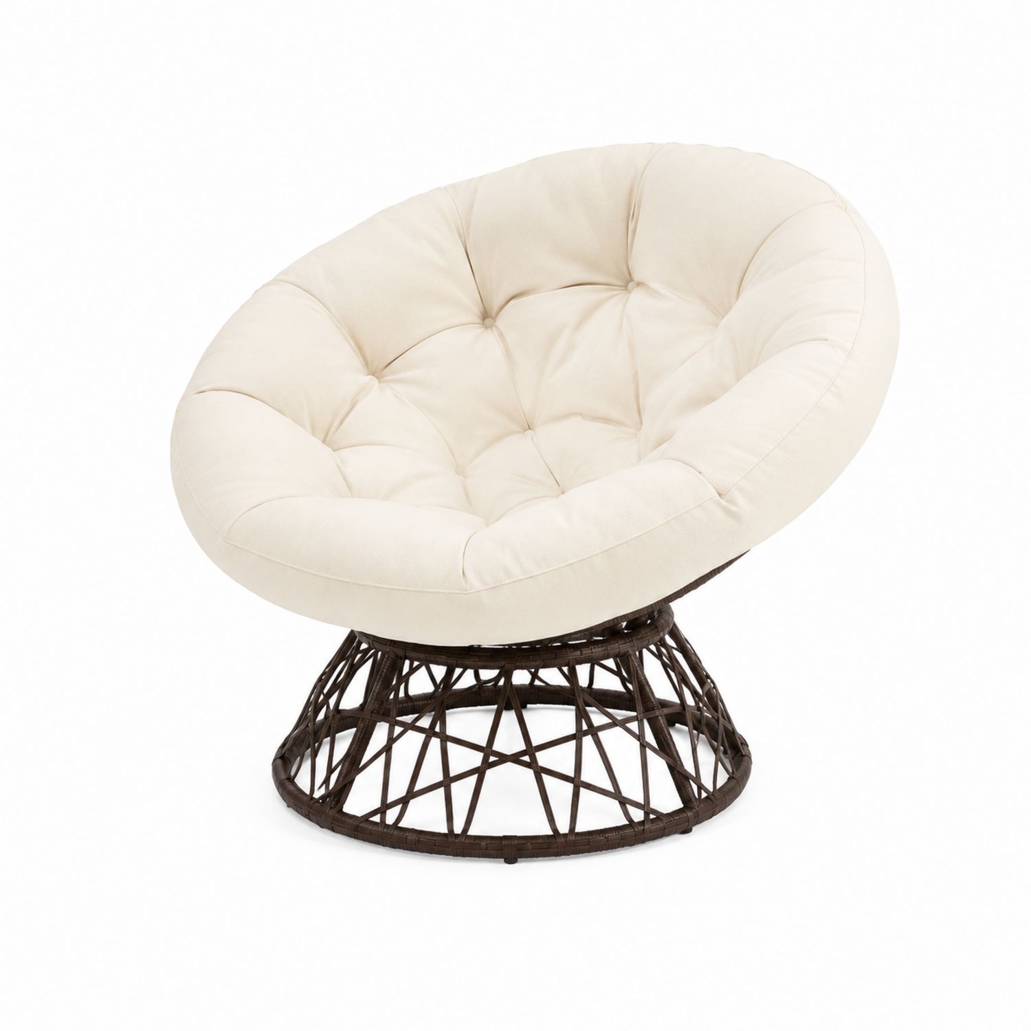 Chaise ronde en rotin et tissu beige