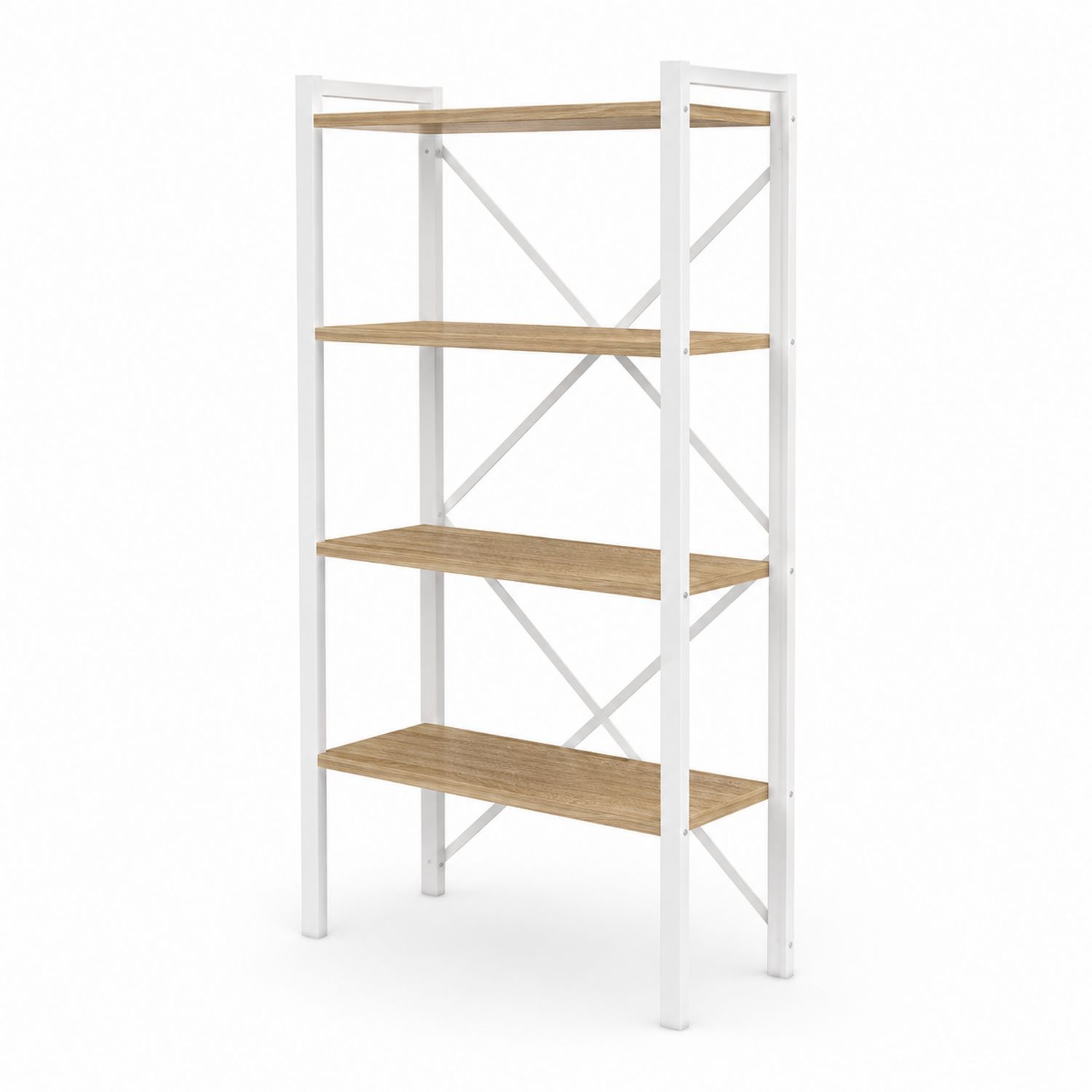 Étagère en métal et bois de chêne clair 5 niveaux