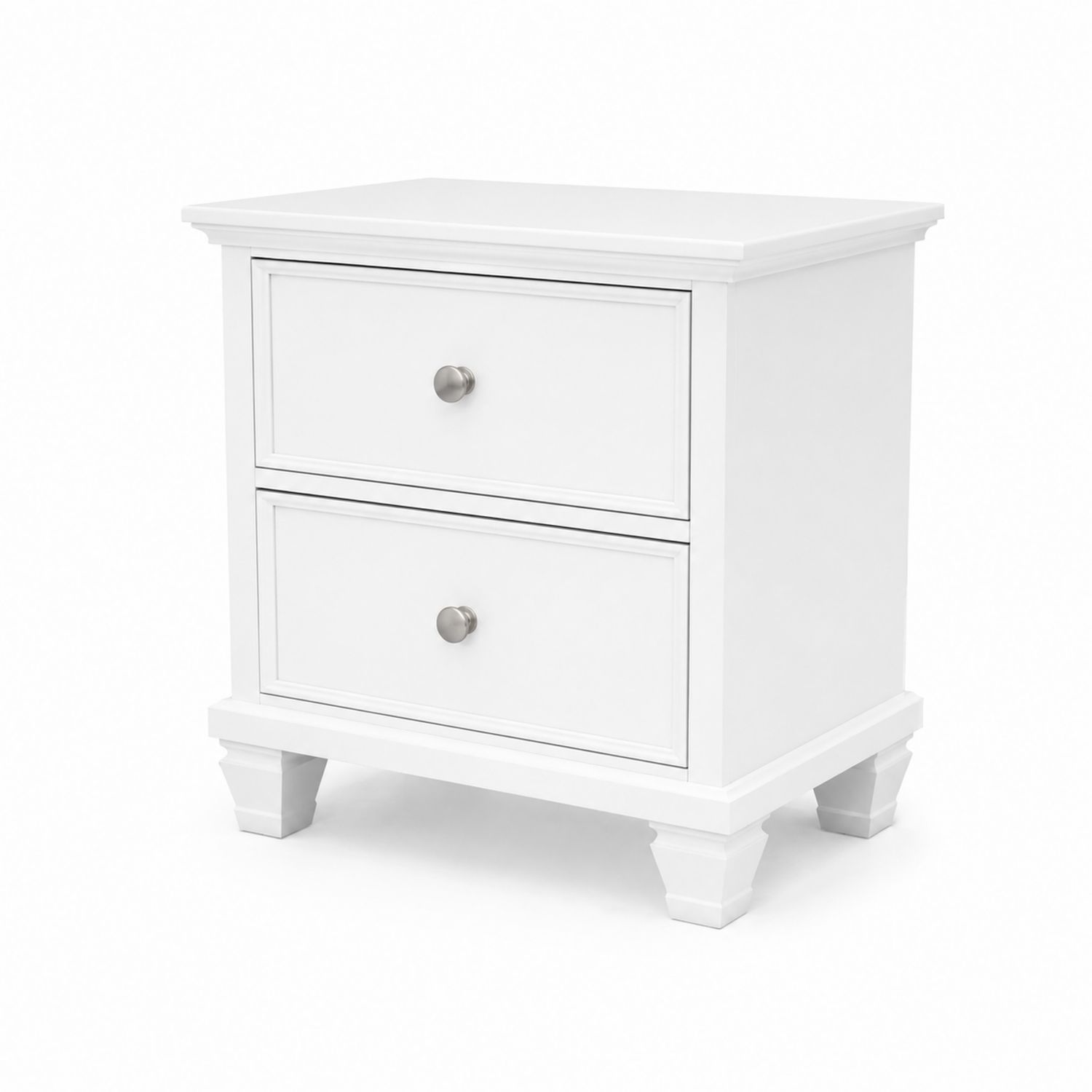 Table de chevet en bois MDF avec 2 tiroirs Blanc