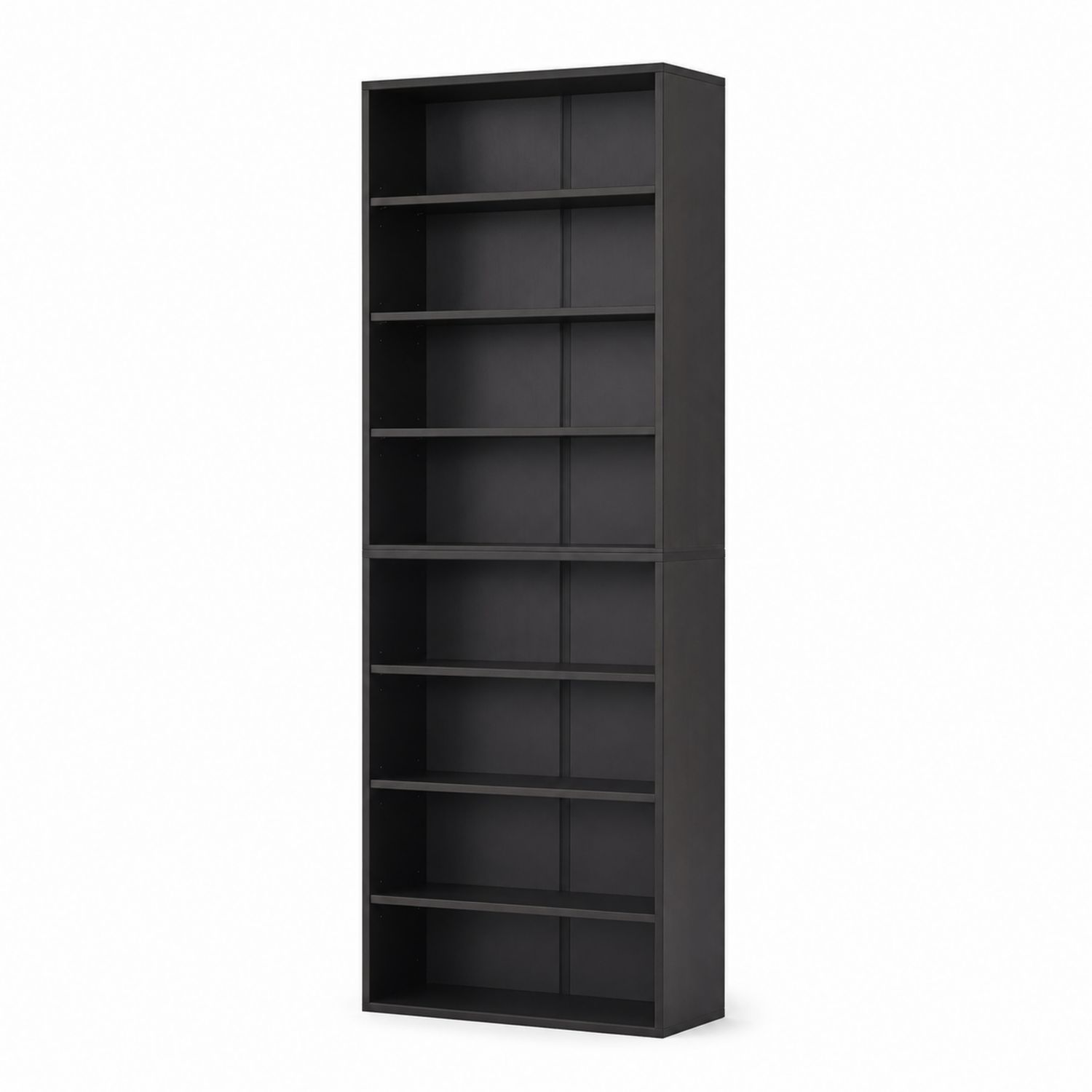 Bibliothèque haute en bois MDF avec 6 étagères, 200x60x30 cm, Noir