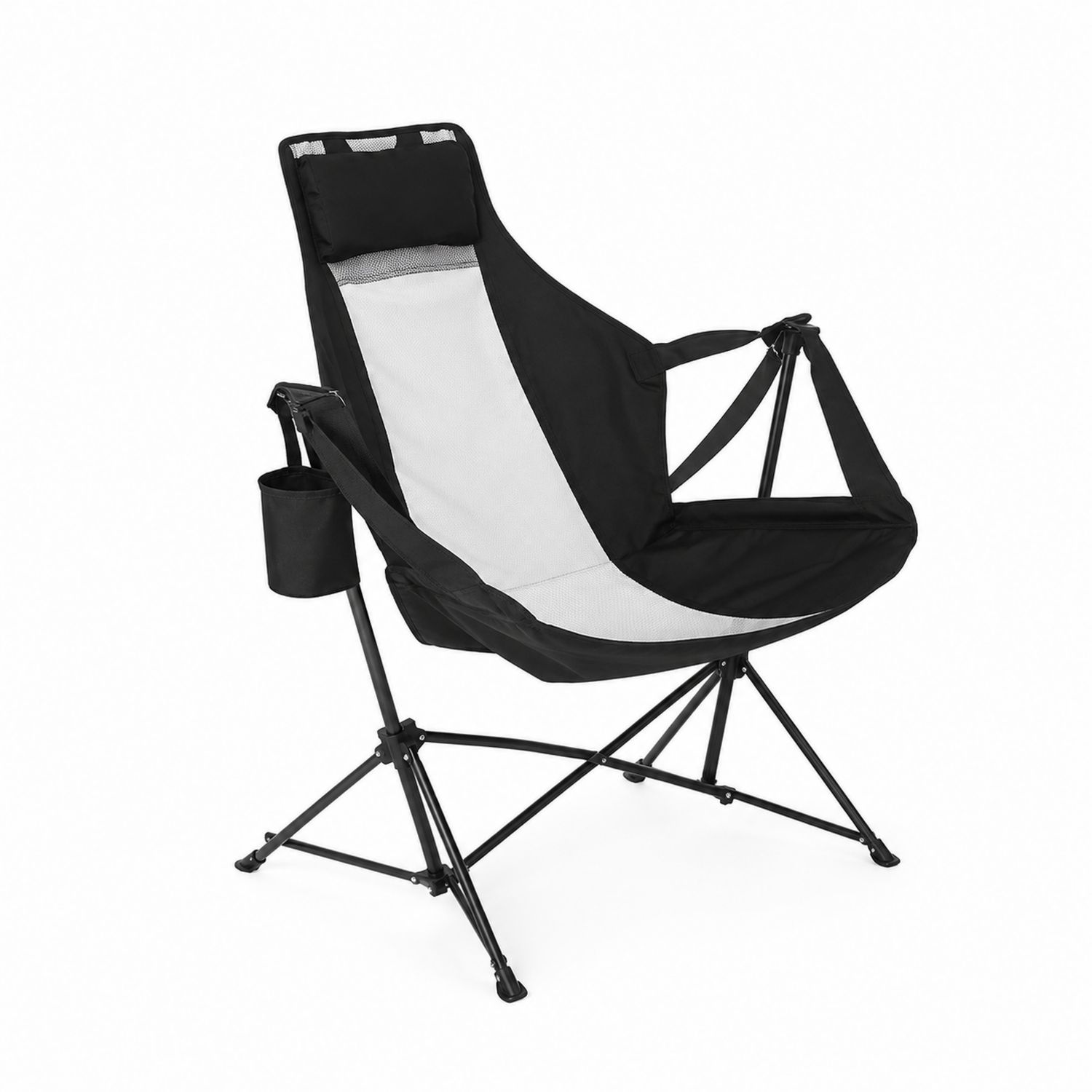 Chaise pliante extérieure en polyester noir et gris