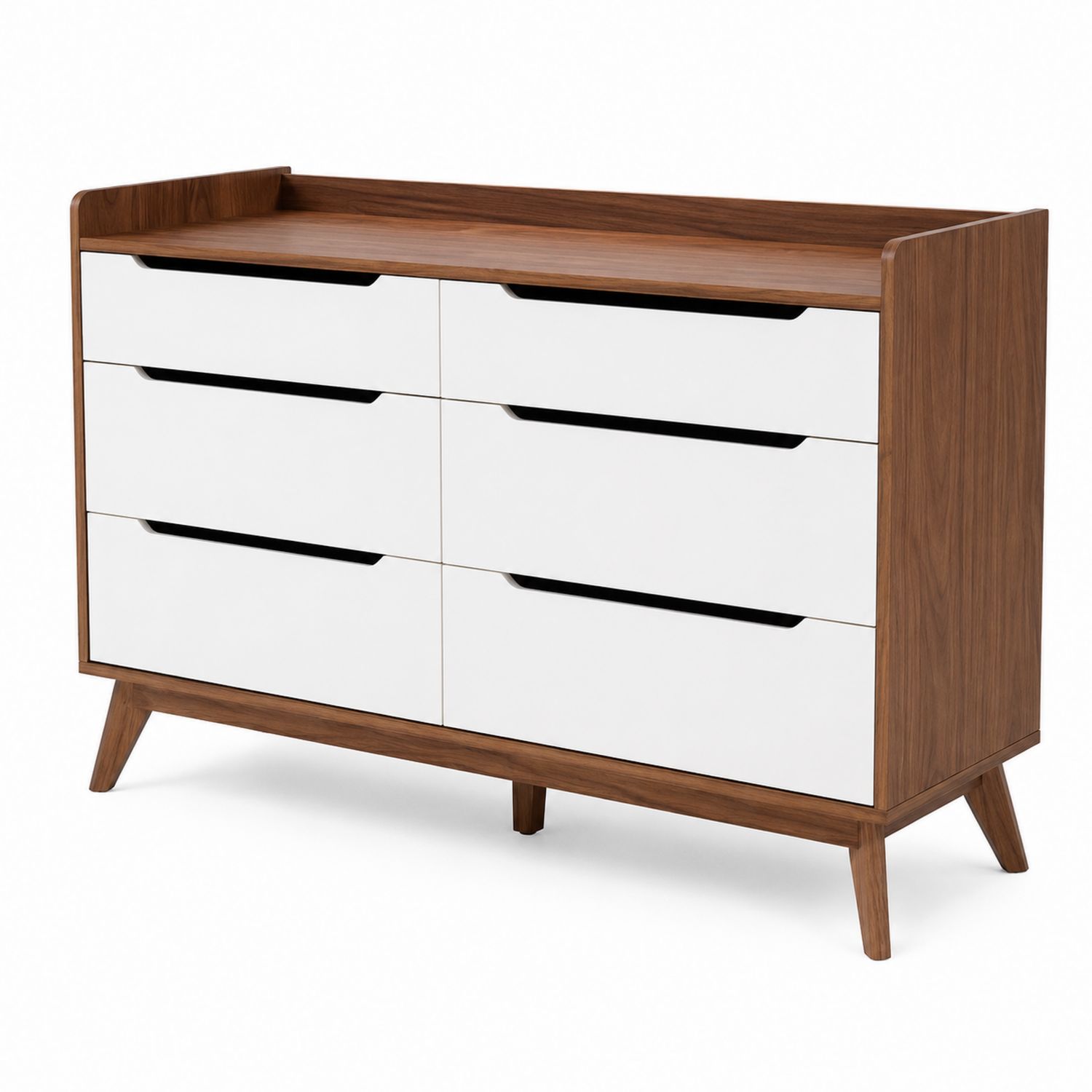 Commode en bois et MDF Blanc et Noyer 120x75x40cm