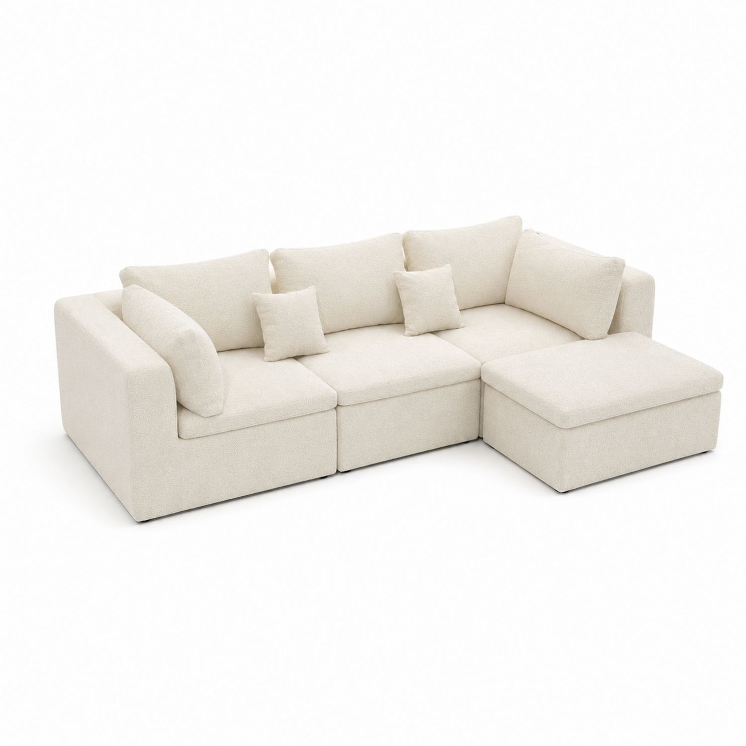Canapé d'angle 3 places en bois et polyester Beige