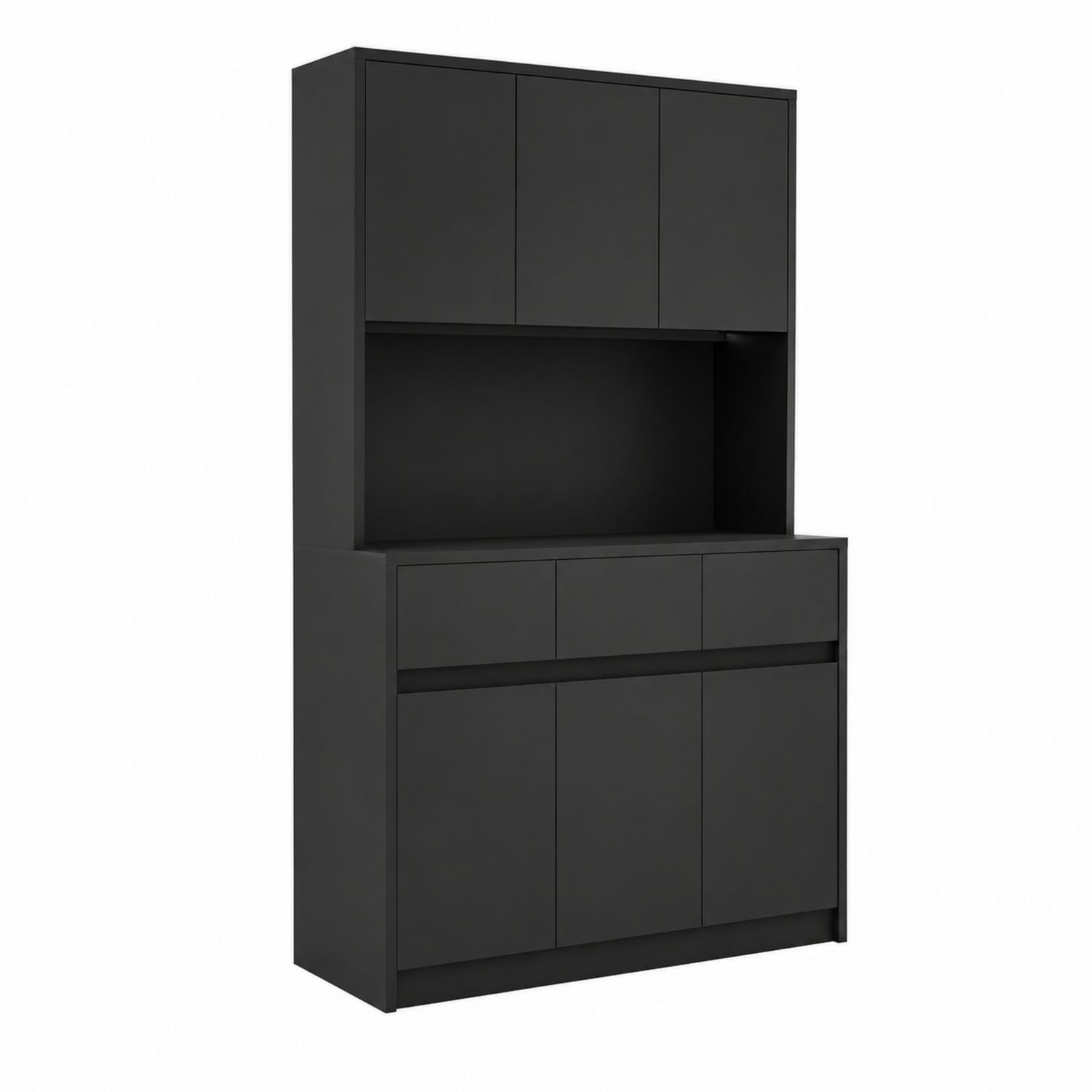 Buffet haut avec portes en MDF noir 180x90x40 cm