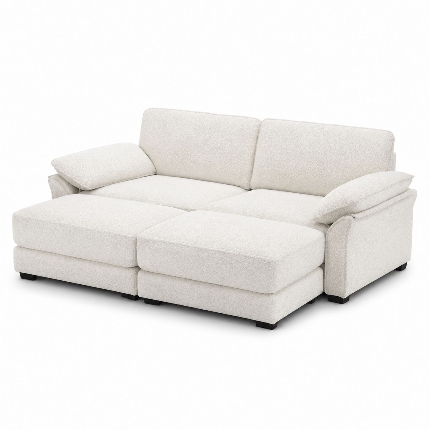 Canapé d'angle modulable en tissu blanc