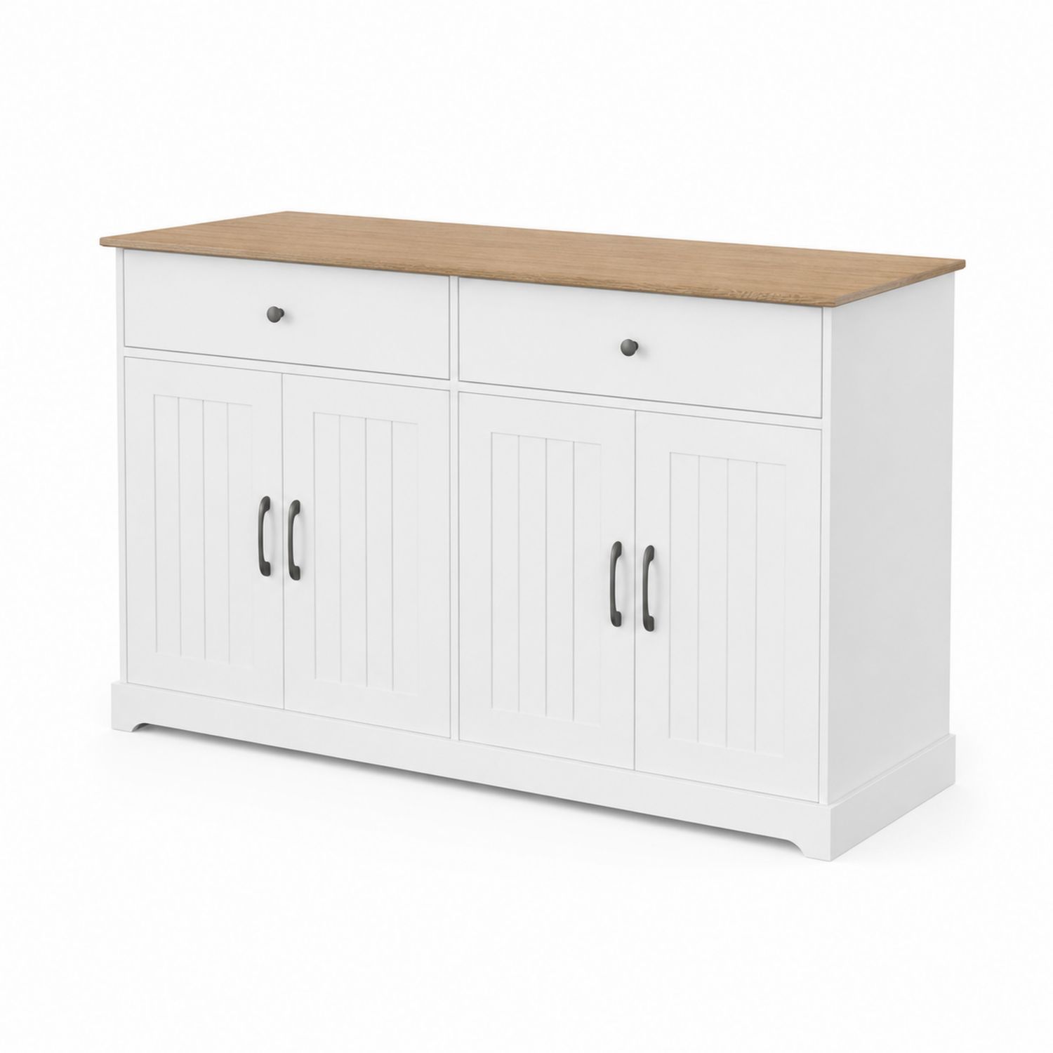 Bahut MDF Blanc et Chêne avec Tiroirs