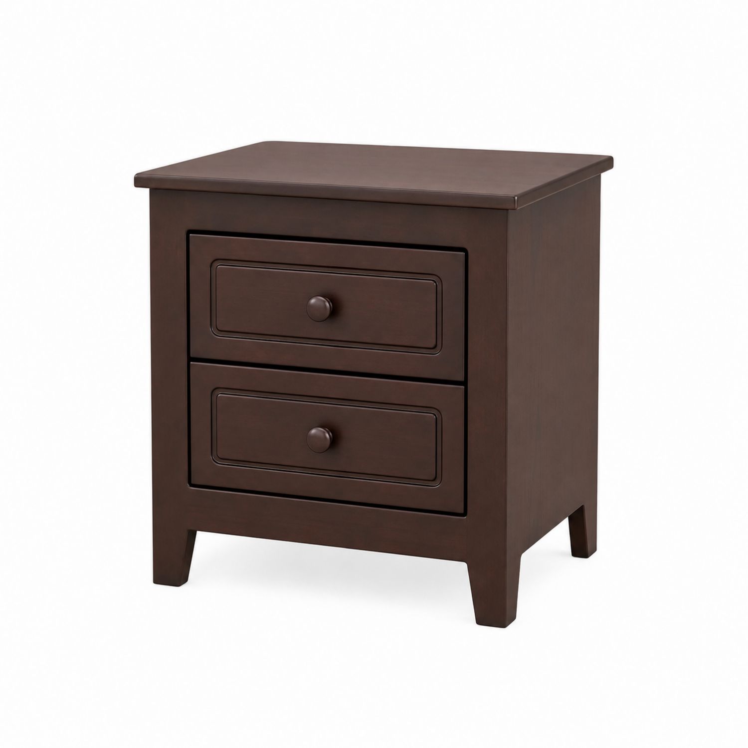 Table de chevet en bois avec deux tiroirs couleur Chocolat