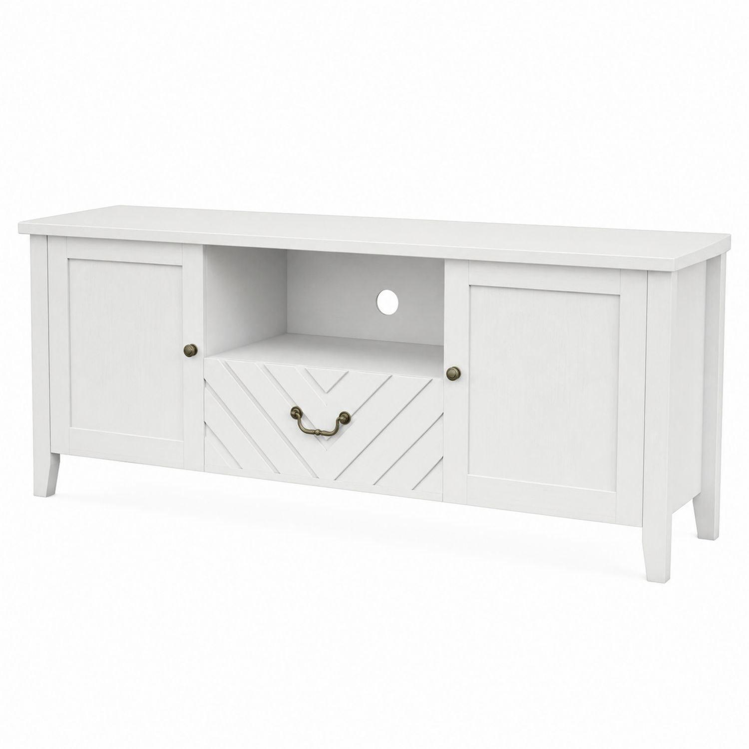 Meuble TV en bois blanc avec tiroir