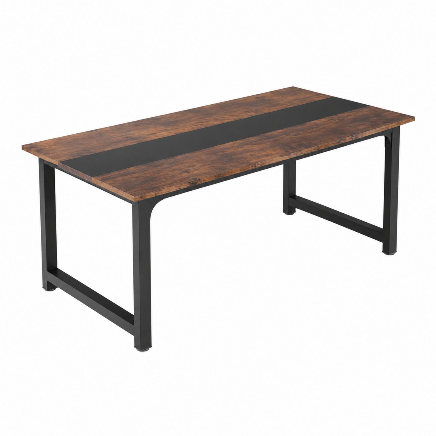 Table rectangulaire en bois et métal, 140 cm, Marron/Noir