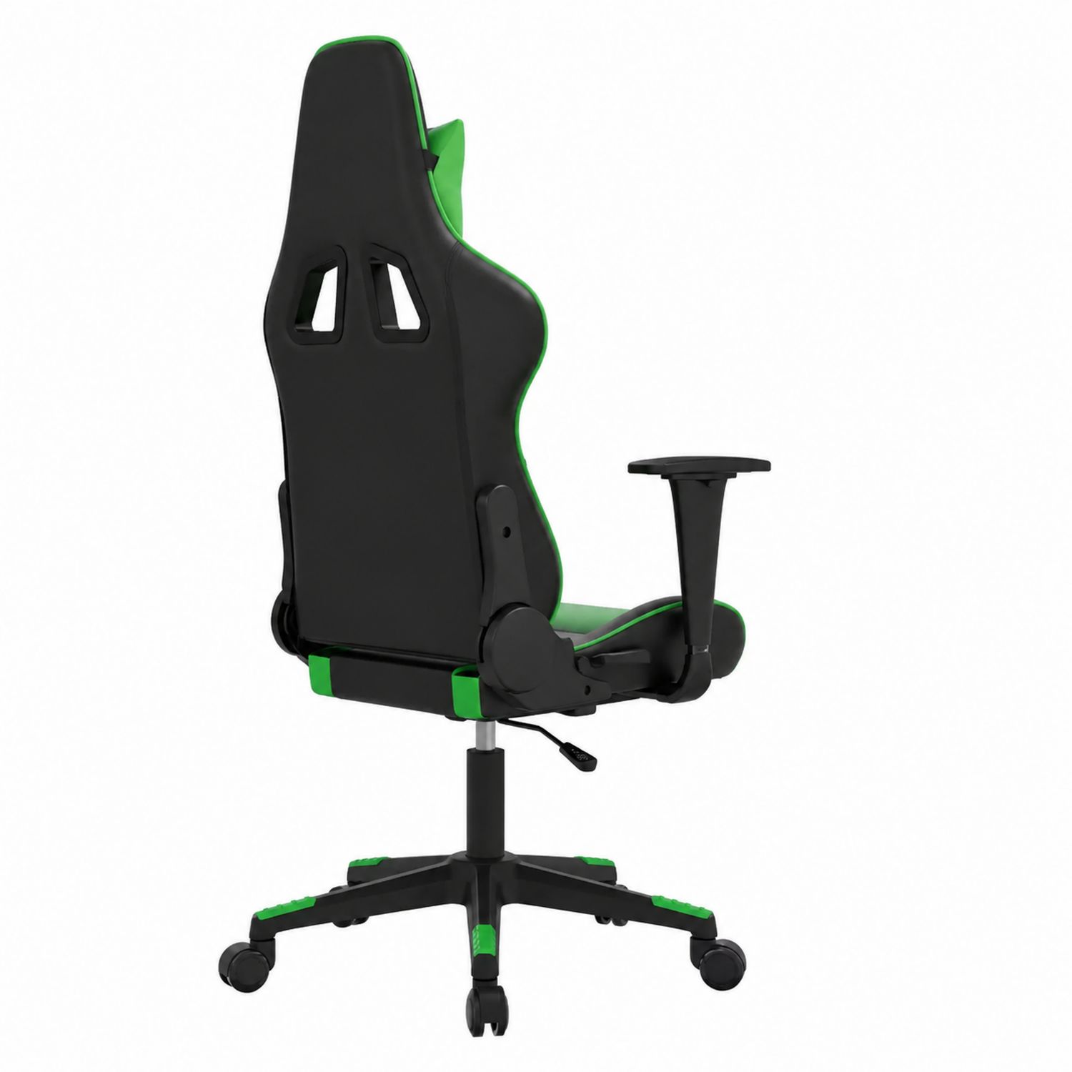 Chaise de bureau en similicuir noir et vert avec accoudoirs réglables