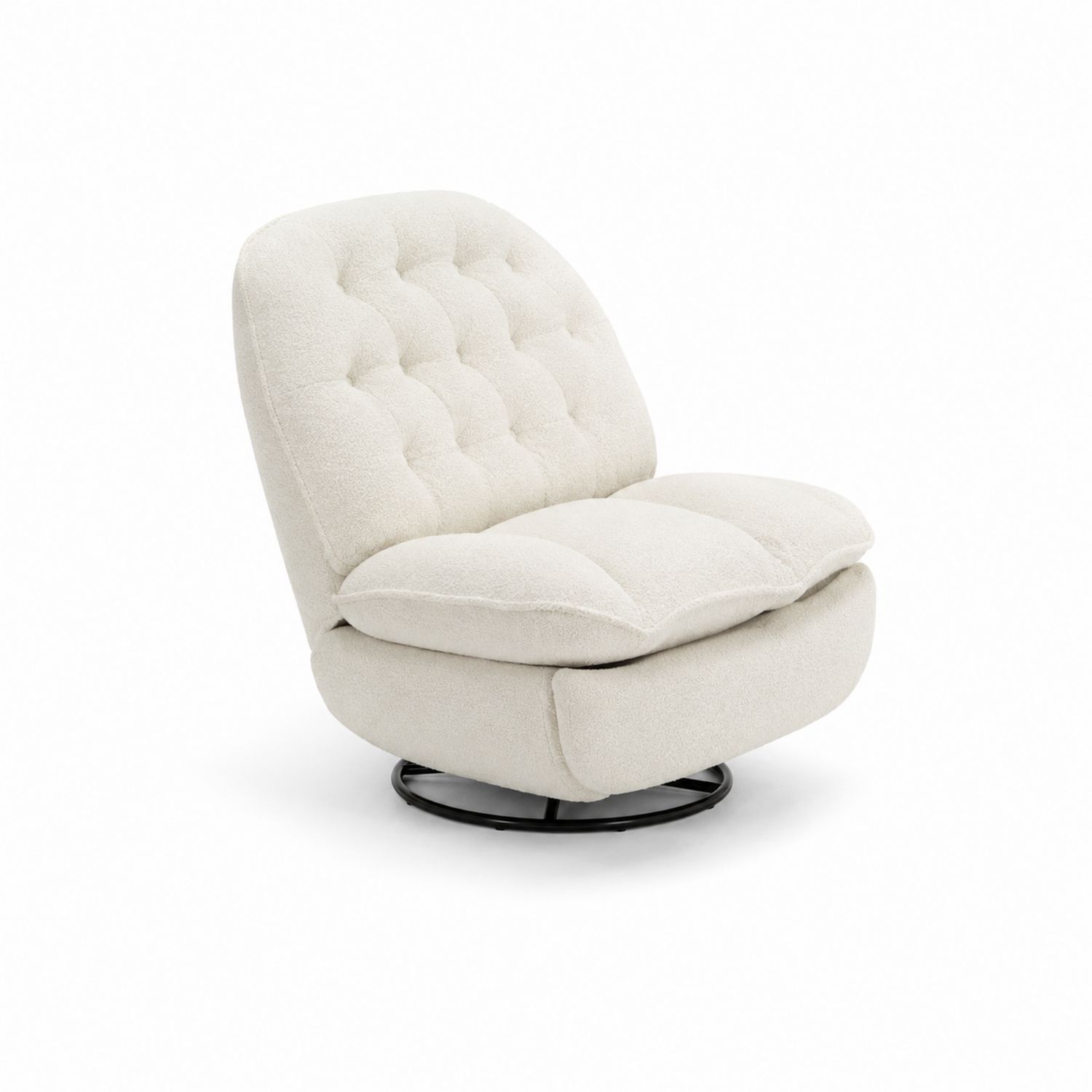 Chaise pivotante en tissu bouclé blanc, 65x75x85 cm