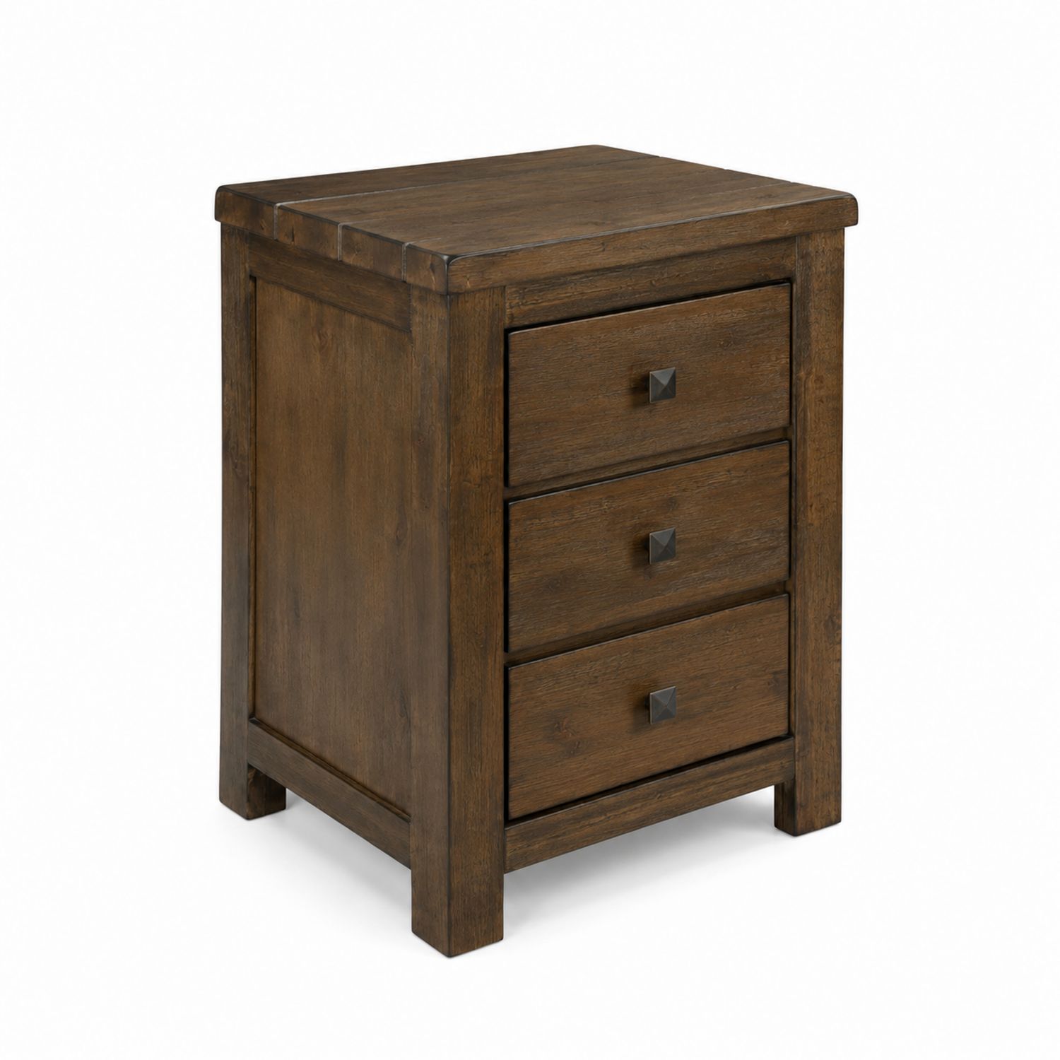 Table de chevet en bois avec 3 tiroirs en marron