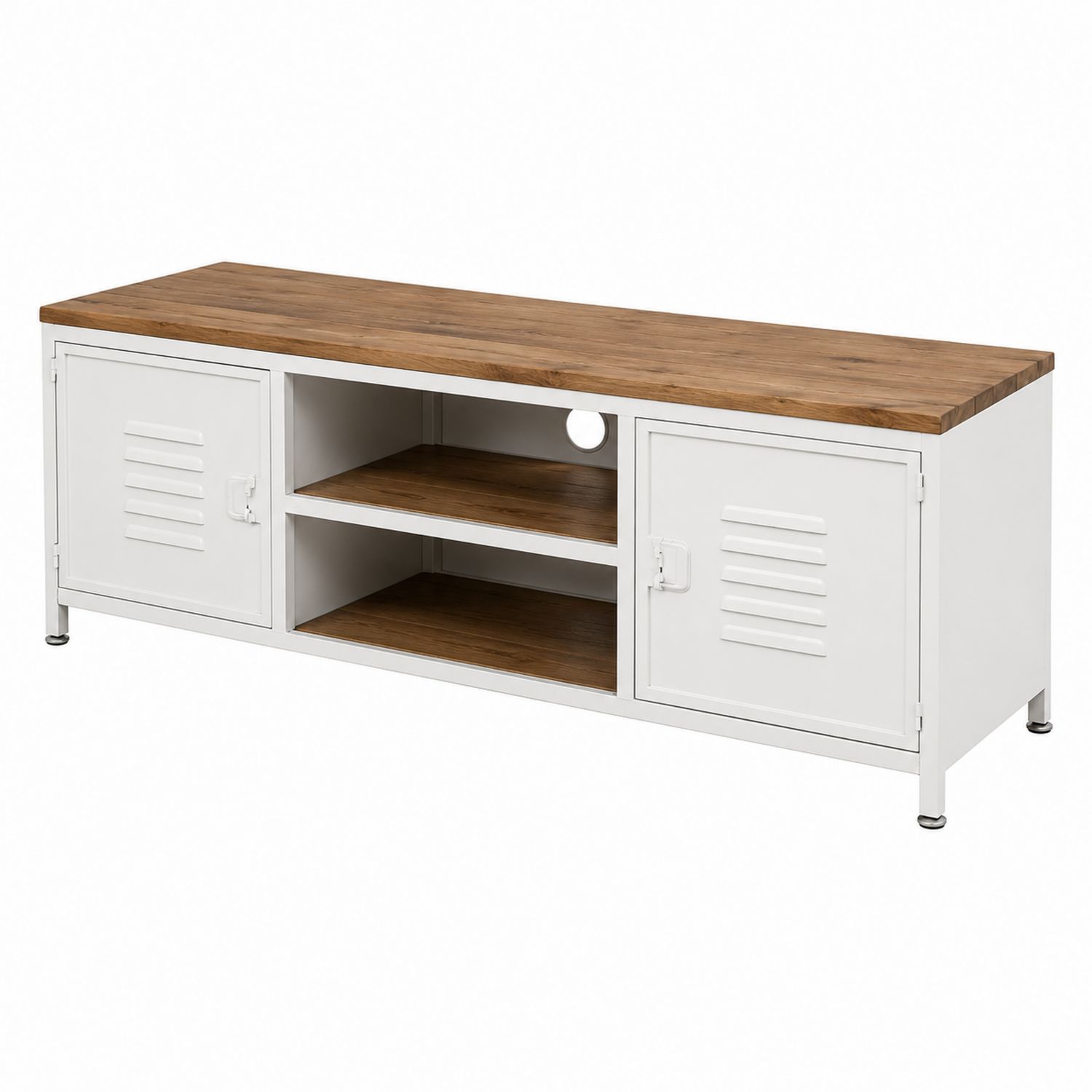 Meuble TV en bois et métal Blanc