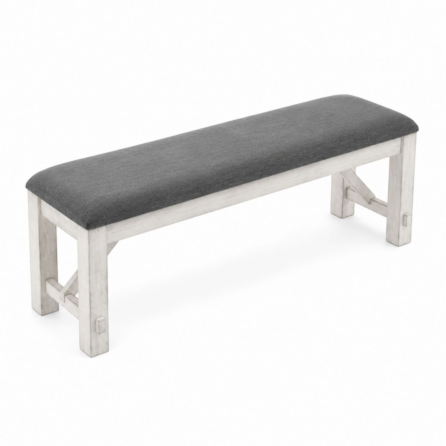 Banc rectangulaire en Bois 120 cm avec Assise en Tissu Gris