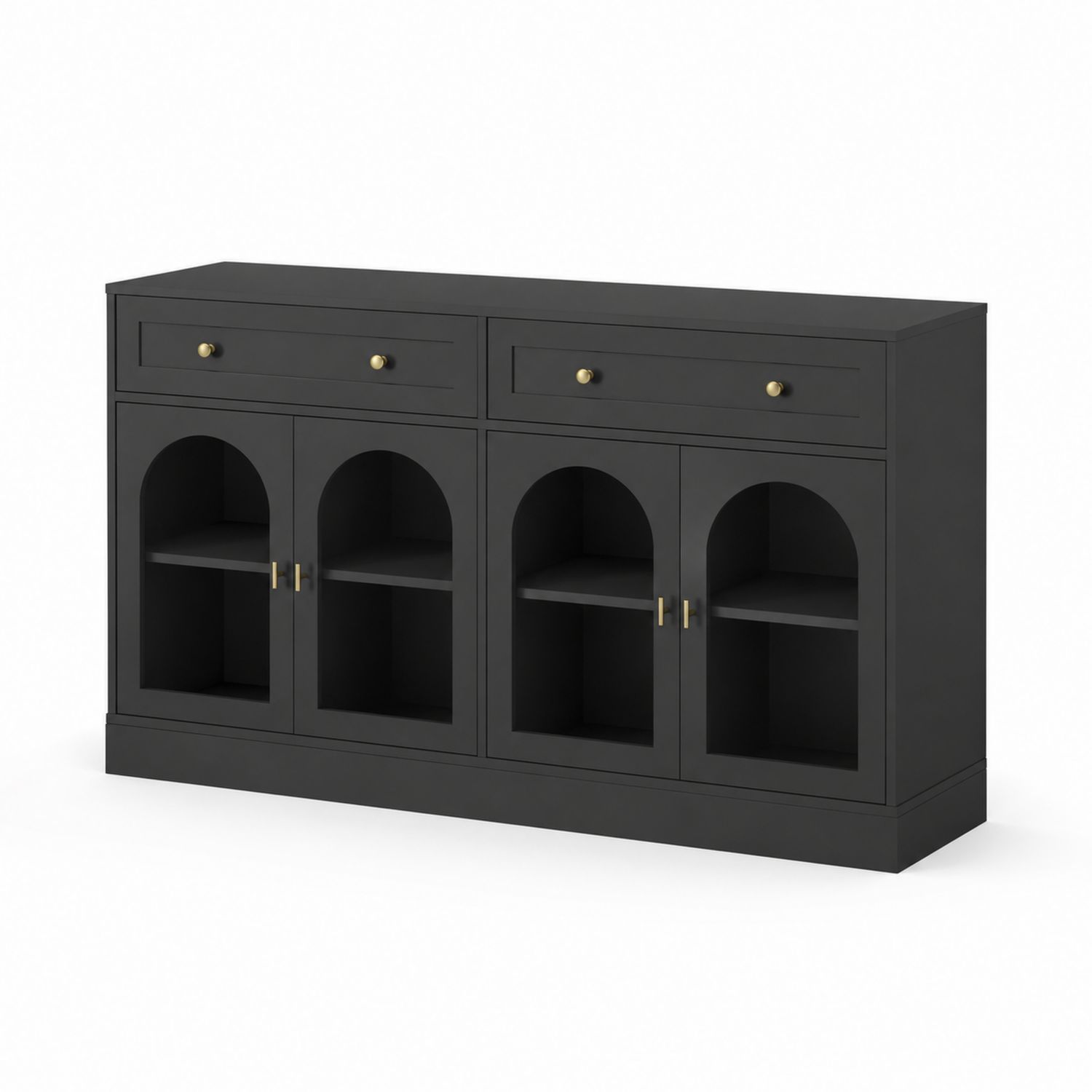 Buffet en bois MDF noir avec tiroirs et portes