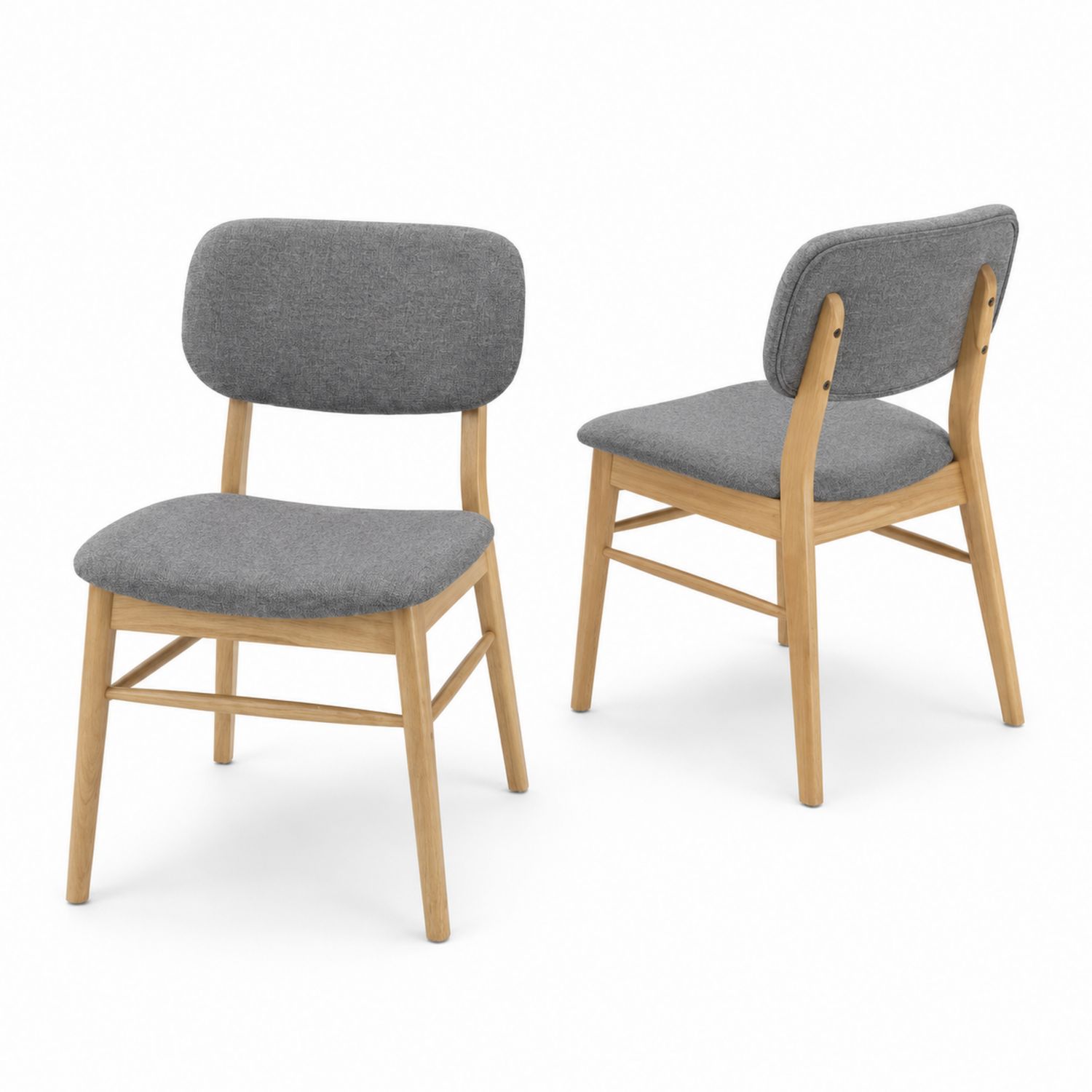 Set de 2 chaises en bois et tissu polyester gris