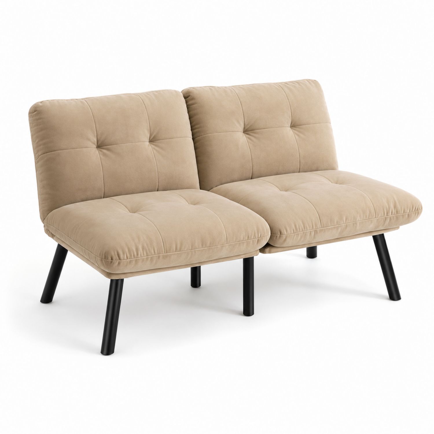 Canapé en tissu microfibre Beige 2 places