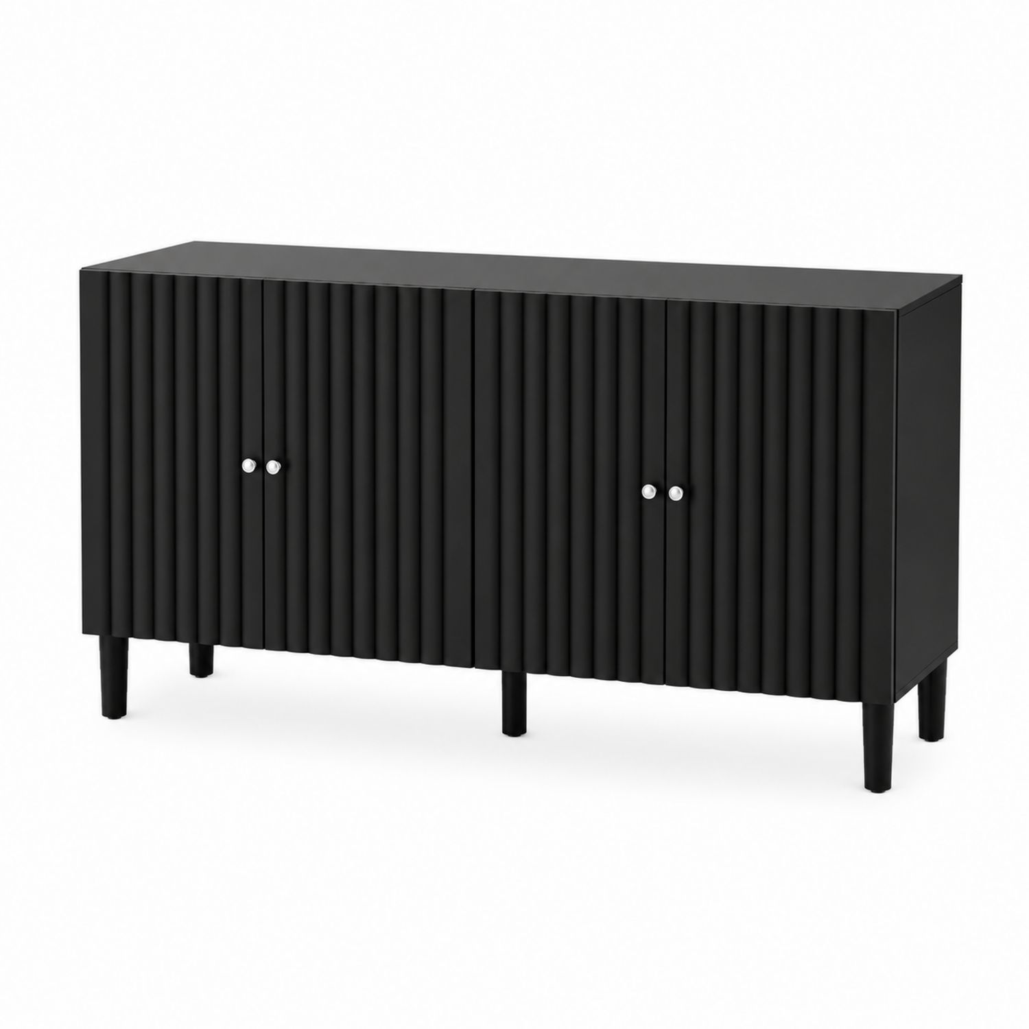 Buffet rectangulaire en bois MDF noir avec portes battantes