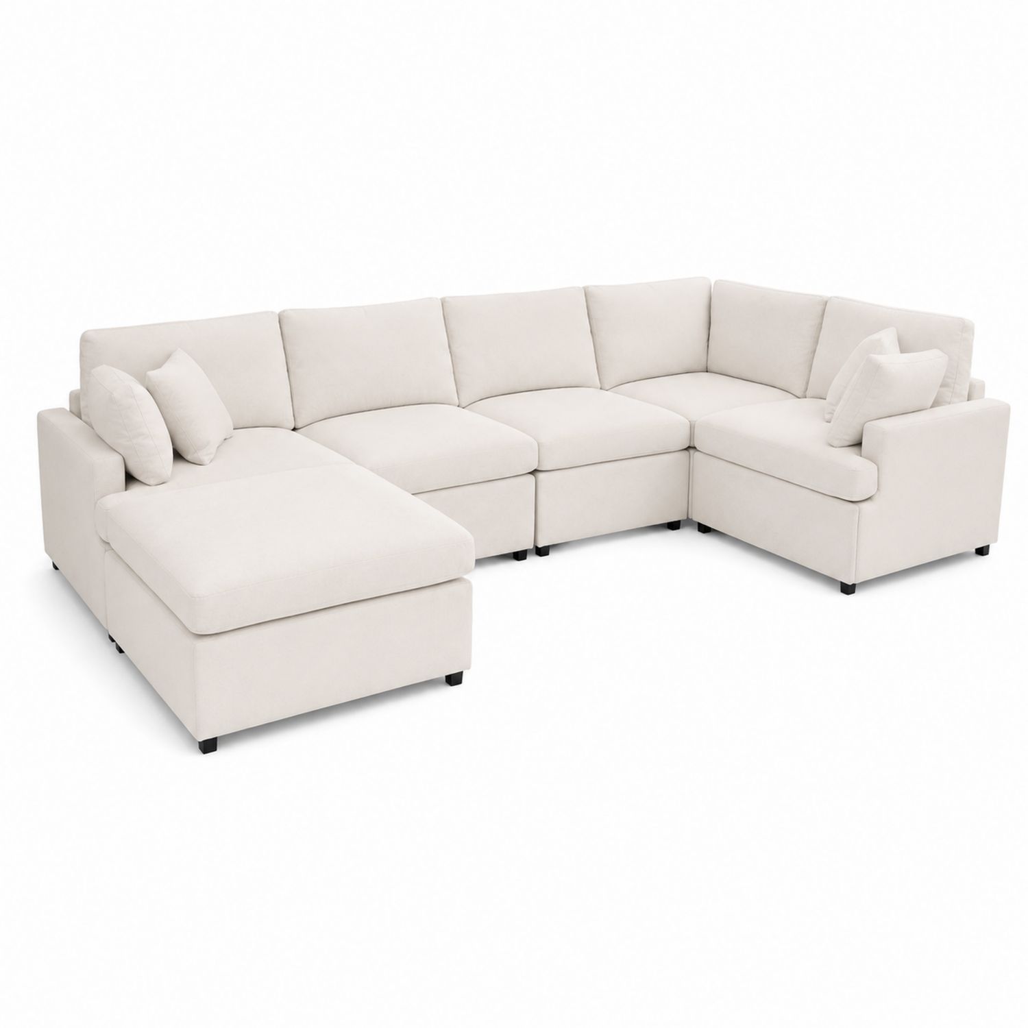 Canapé d'angle modulable en tissu blanc