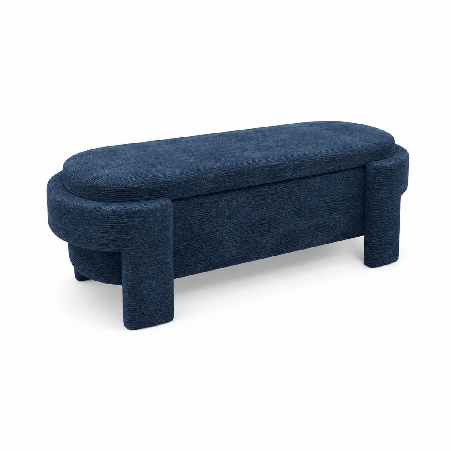 Banc de salon en tissu chenille bleu