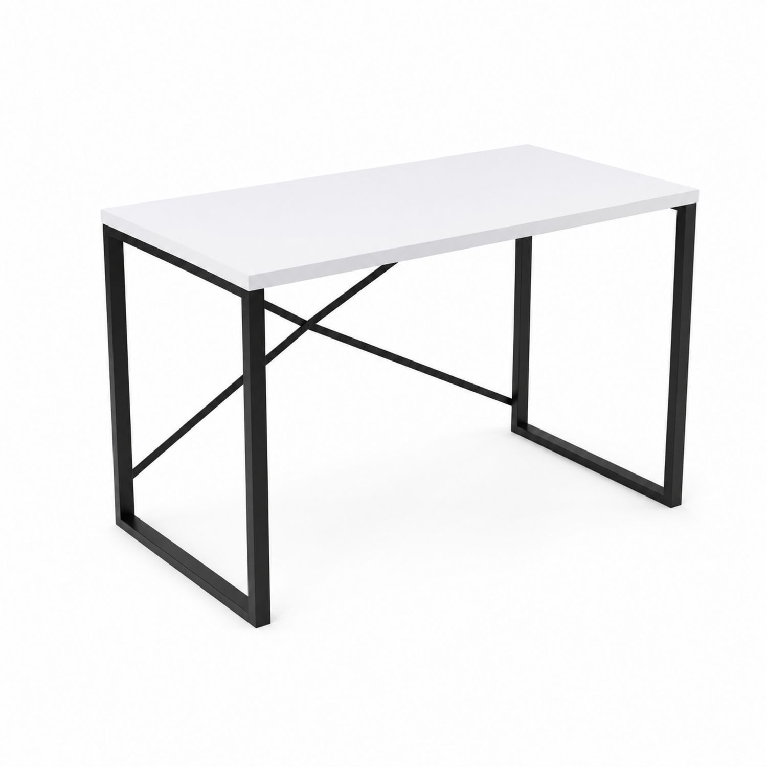 Bureau rectangulaire en bois avec pieds en métal noir