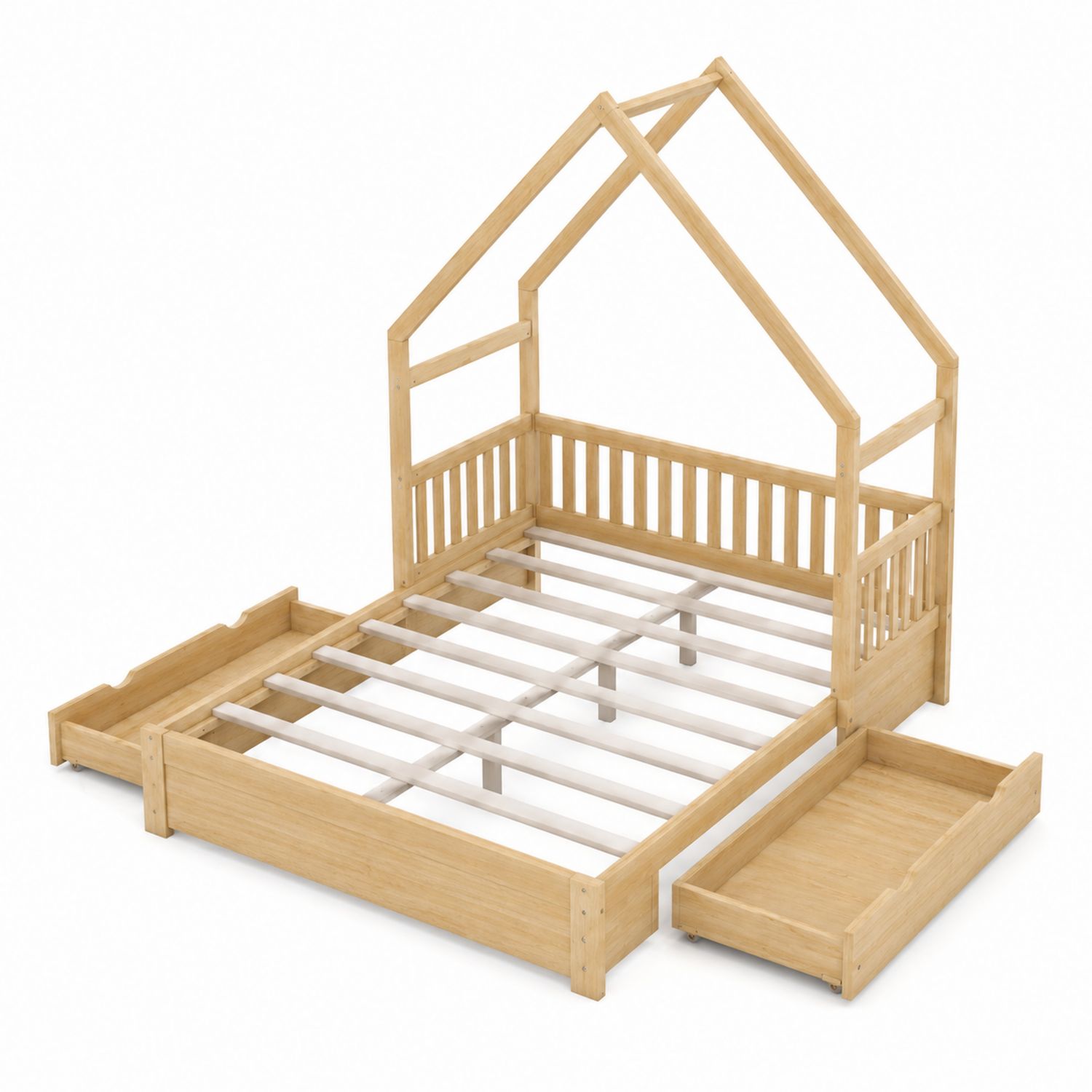 Lit enfant cabane en bois avec tiroirs 190x90 cm