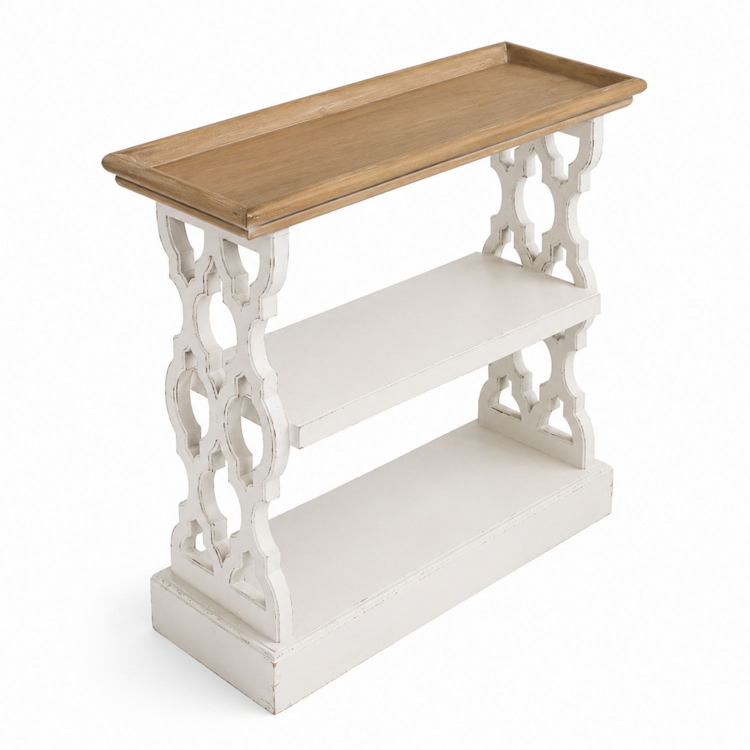 Console rectangulaire 3 étagères Bois Blanc/Chêne