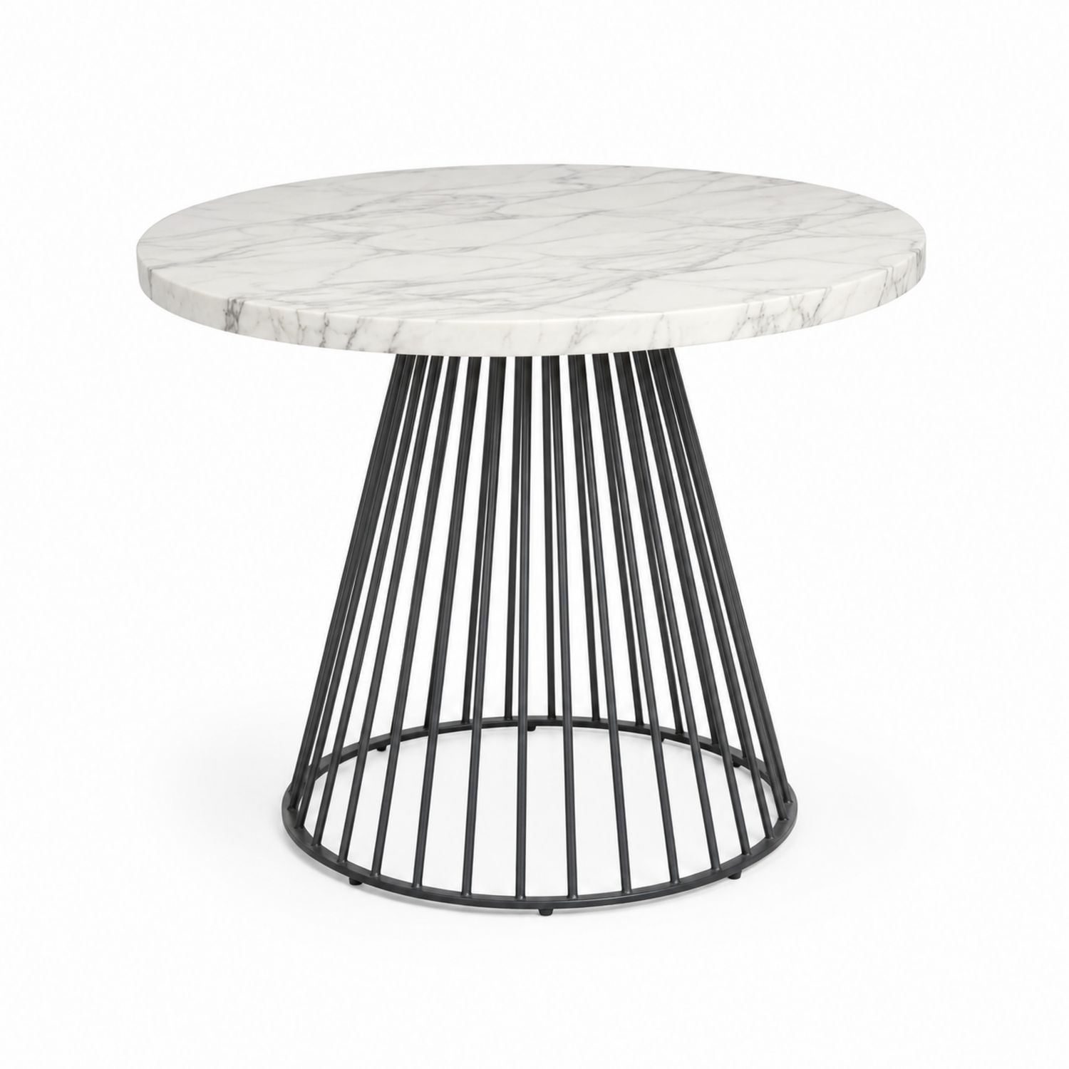 Table ronde marbre et métal 100 cm Blanc/Noir
