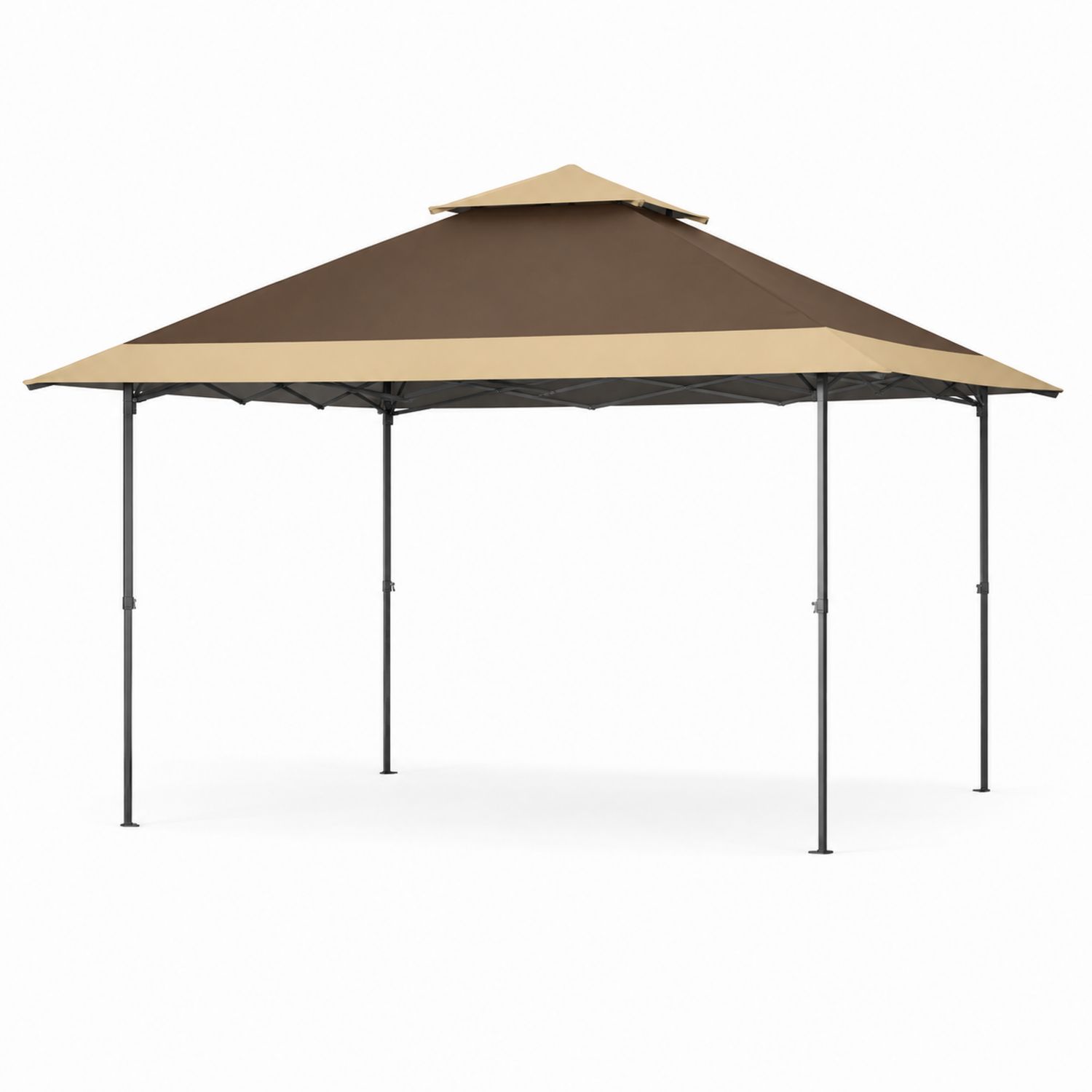 Tonnelle de jardin 3x4m en métal avec toile beige et marron