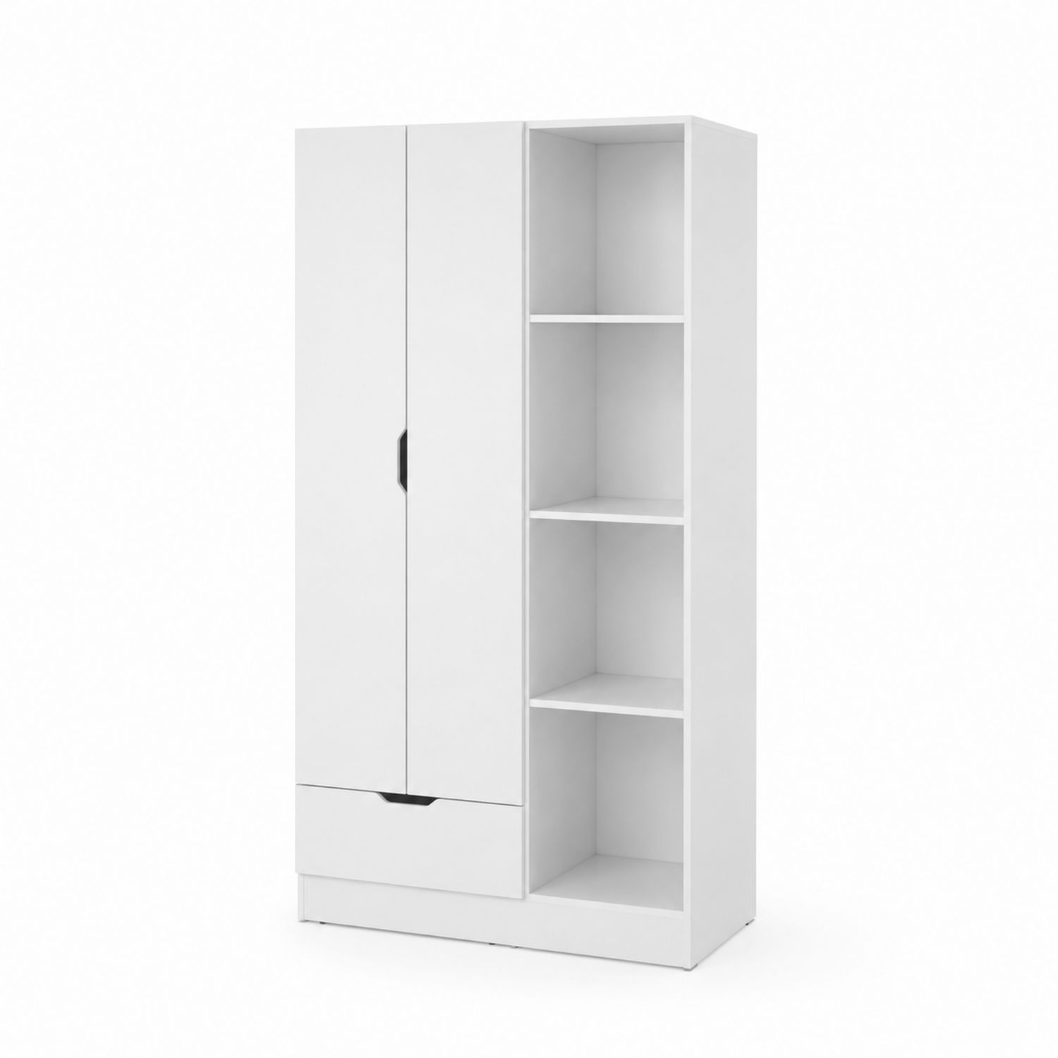 Armoire en Bois MDF Blanc avec Étagères et Tiroir