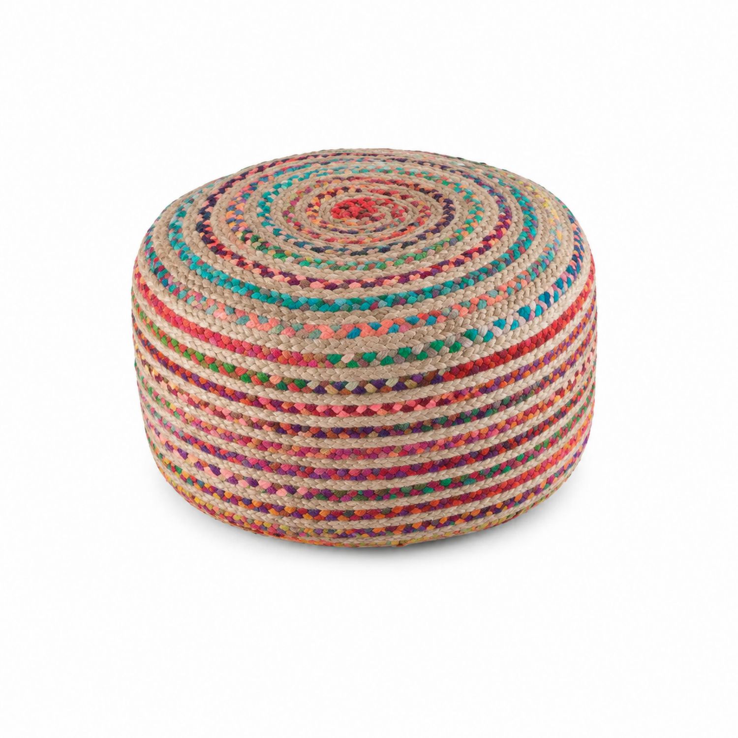 Pouf Rond en Coton Multicolore 50x35 cm