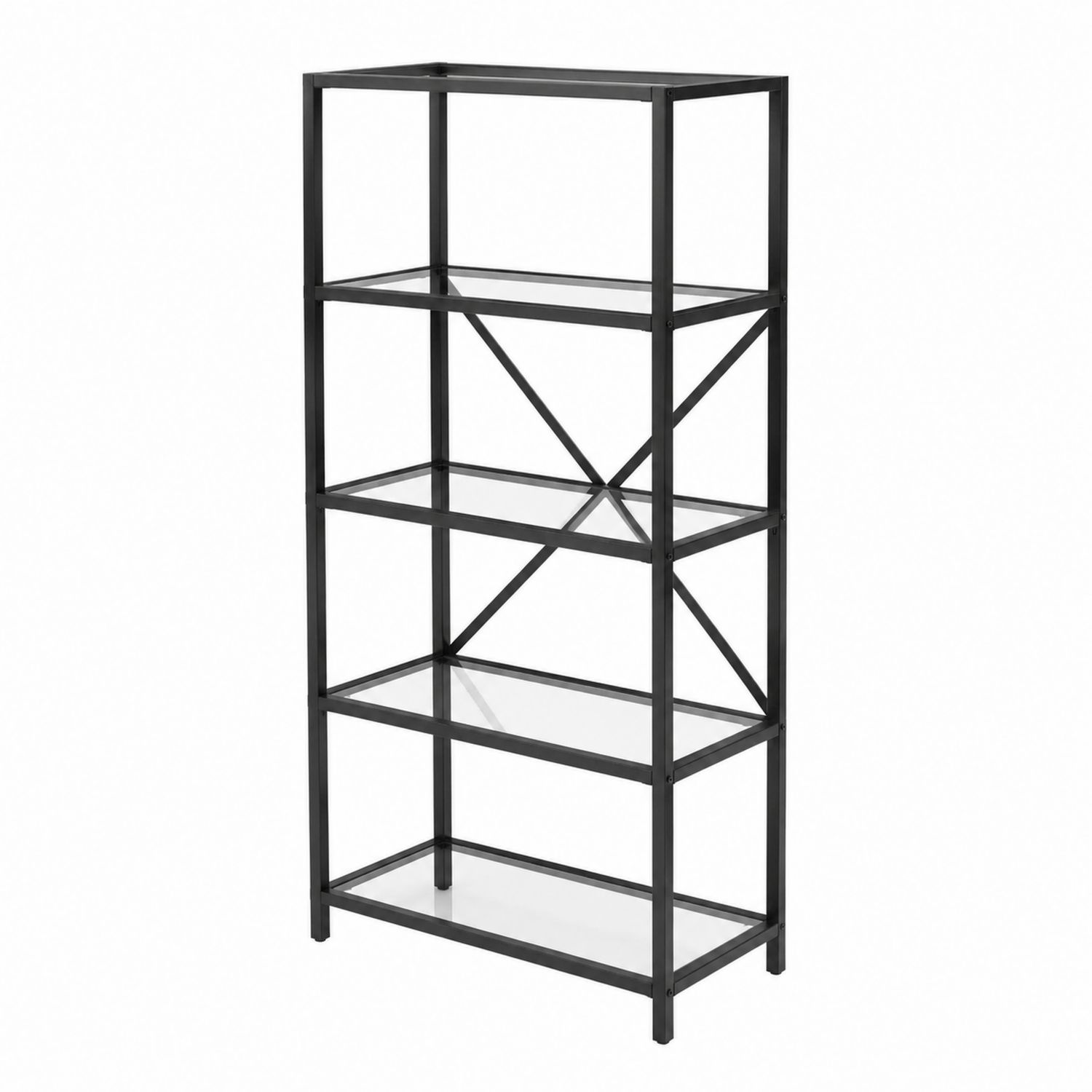 Étagère en métal et verre Noir 180cm x 80cm x 30cm