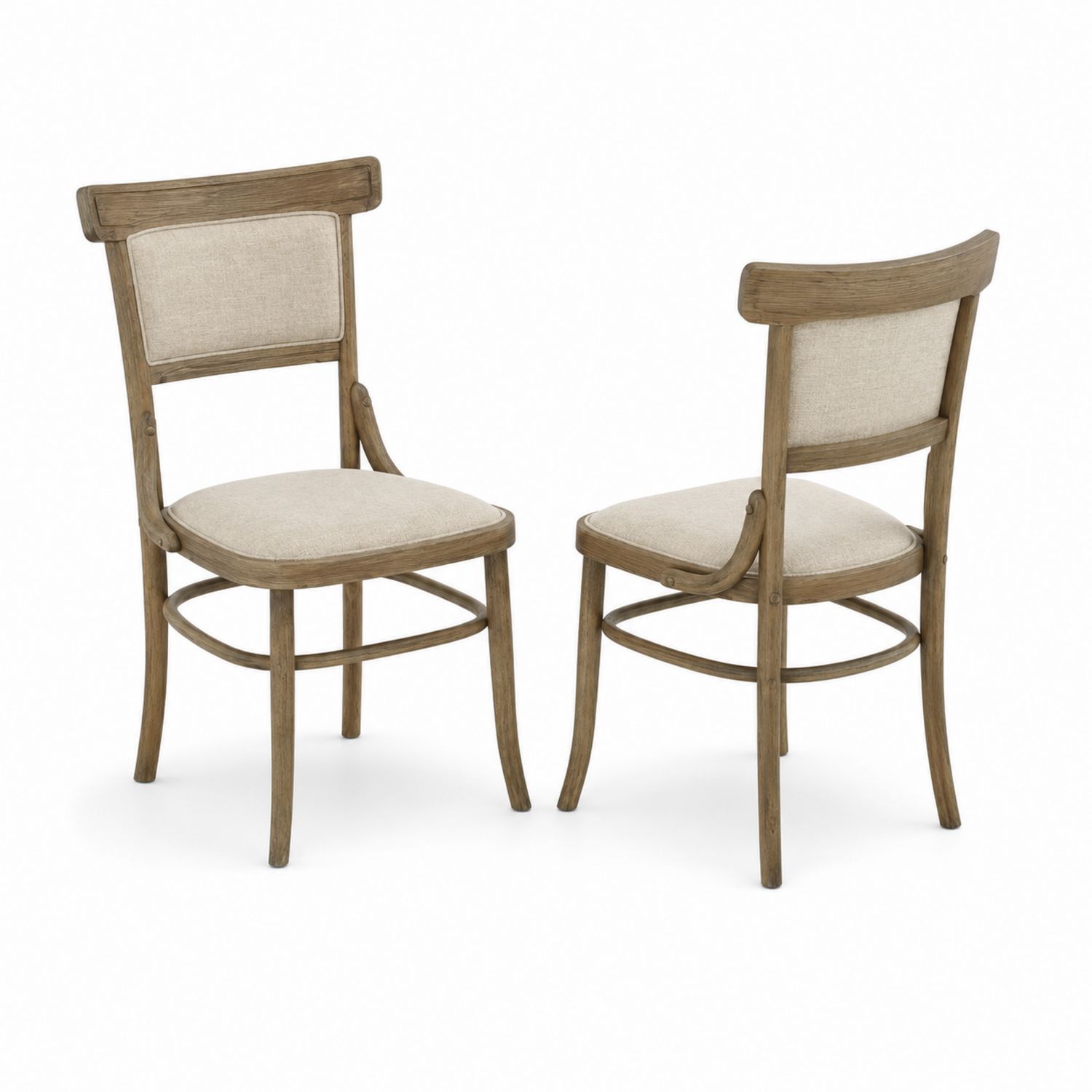 Lot de 2 chaises en bois et lin beige