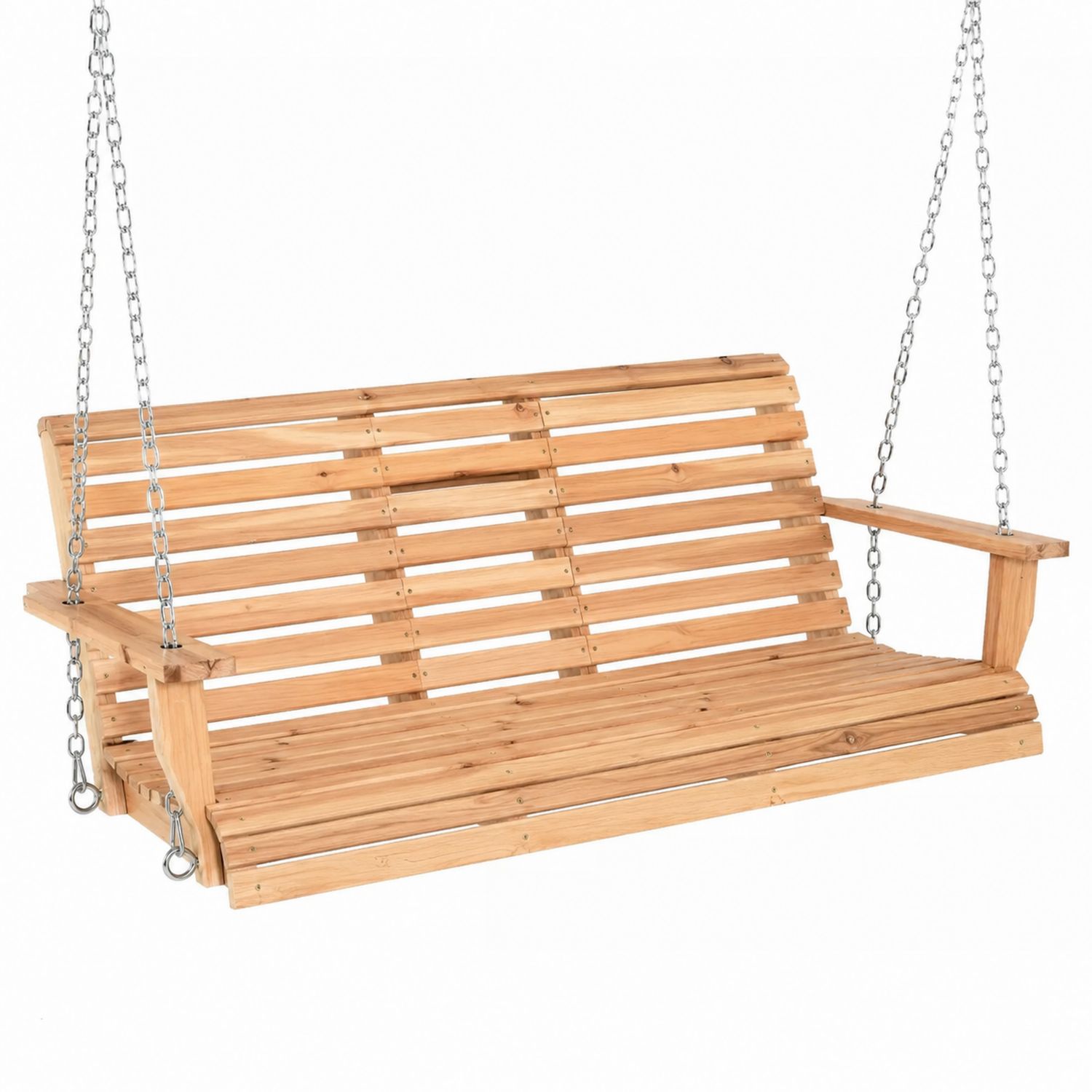 Banc à Bascule en Bois de Cèdre et Chaînes en Métal