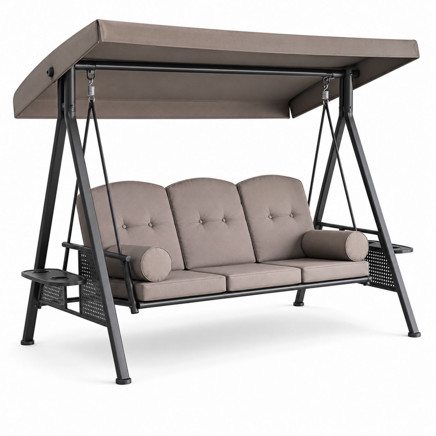 Balancelle de Jardin 3 Places Métal et Tissu Gris