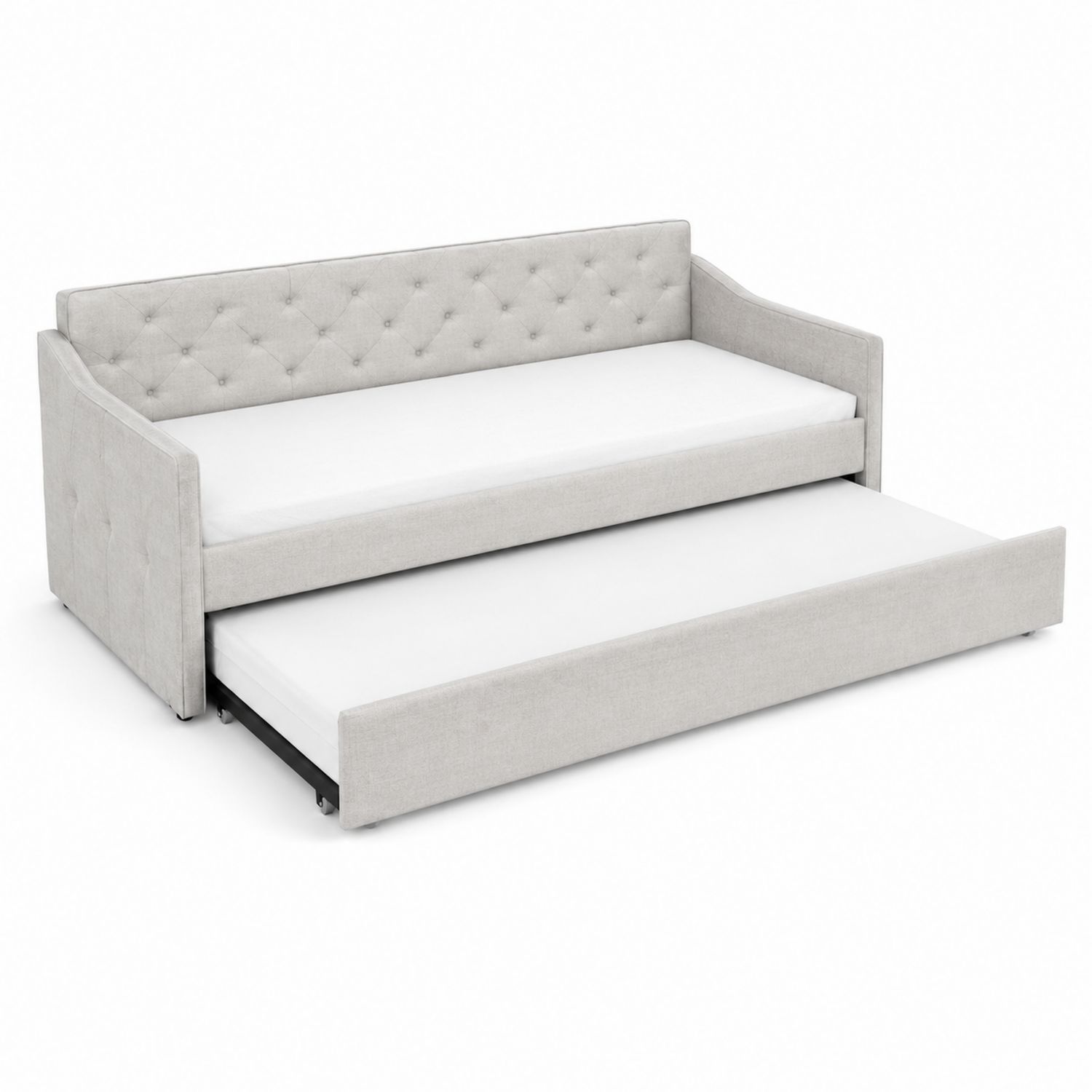 Lit gigogne en tissu Polyester Gris Clair
