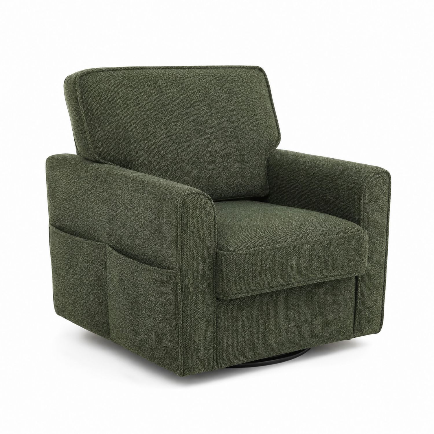 Fauteuil pivotant en tissu vert